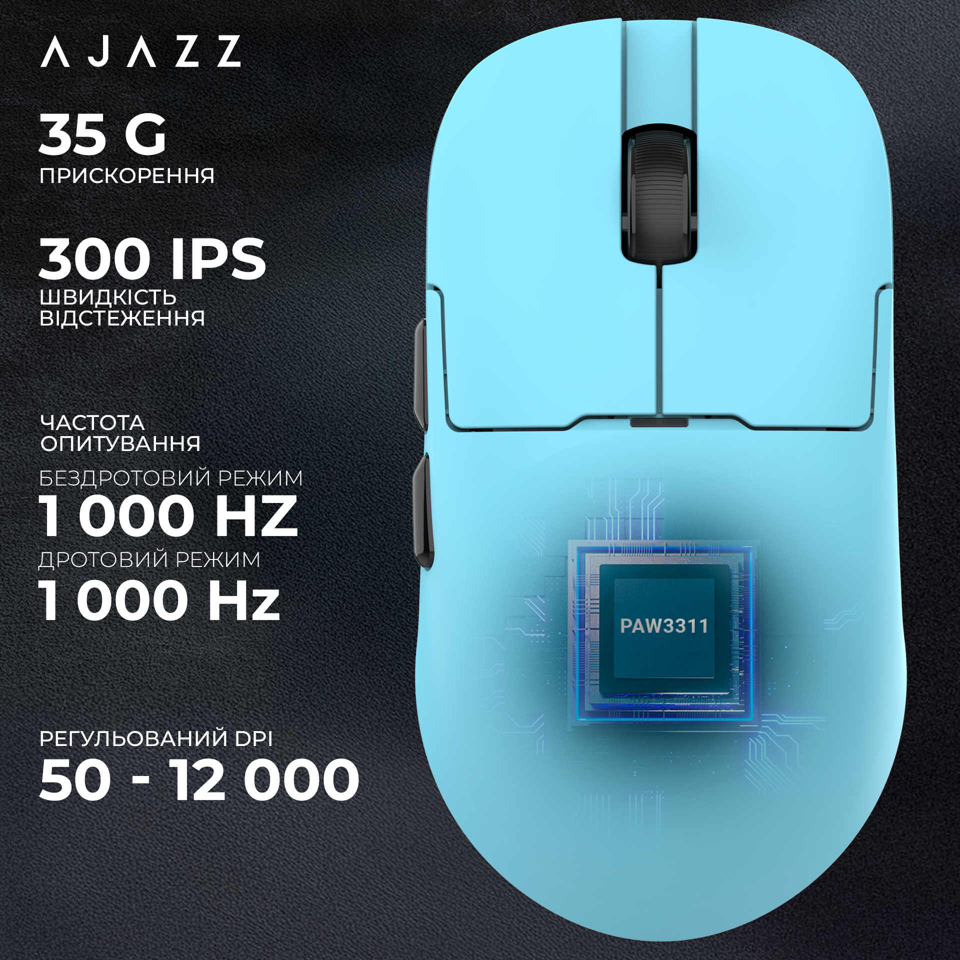 Ігрова миша Ajazz AJ159P MC Wireless (Charging Dock) Blue (AJ159P-MC-Blue) фото