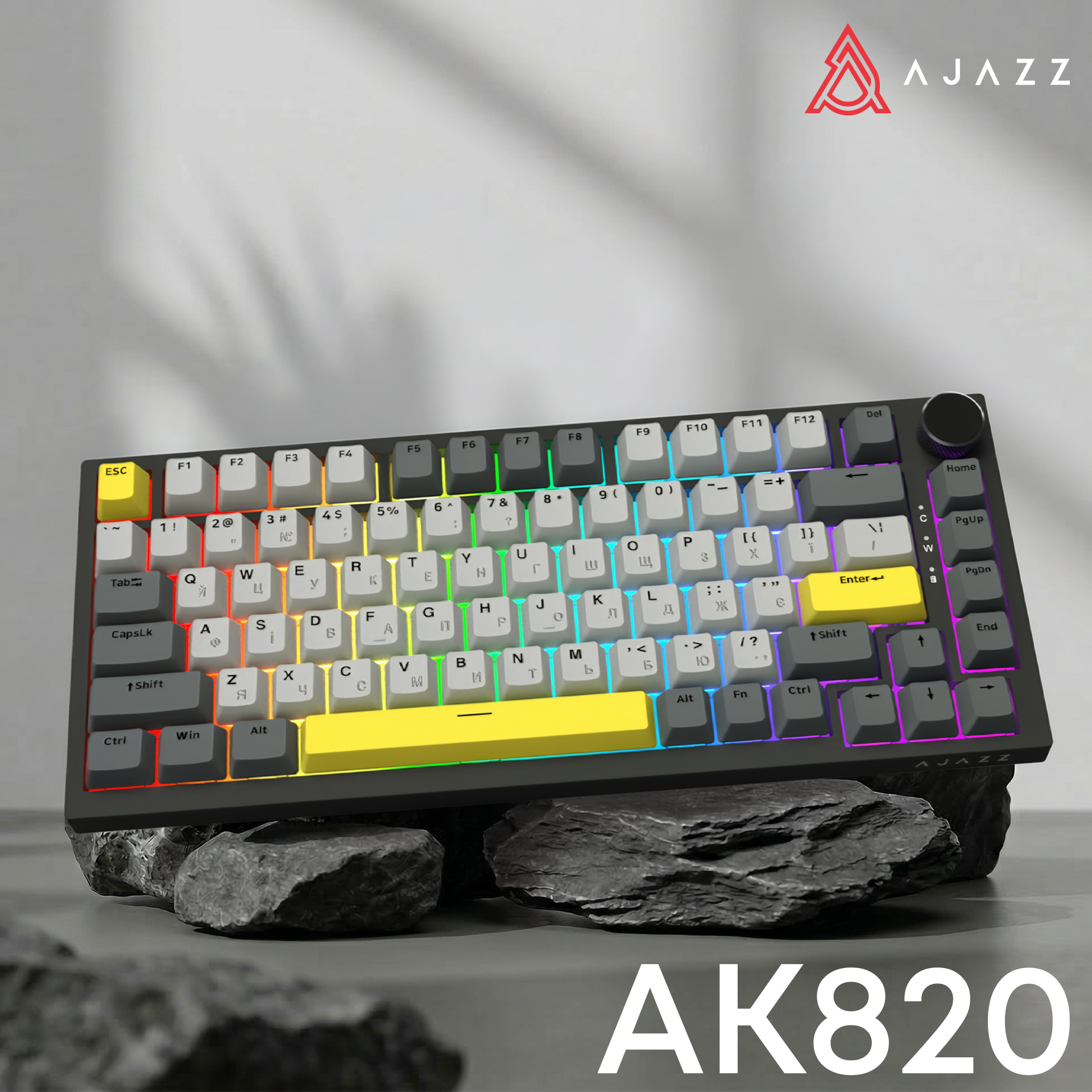 Игровая клавиатура Ajazz AK820 Sea Salt Switches Black (AK820-SS-BGY) фото