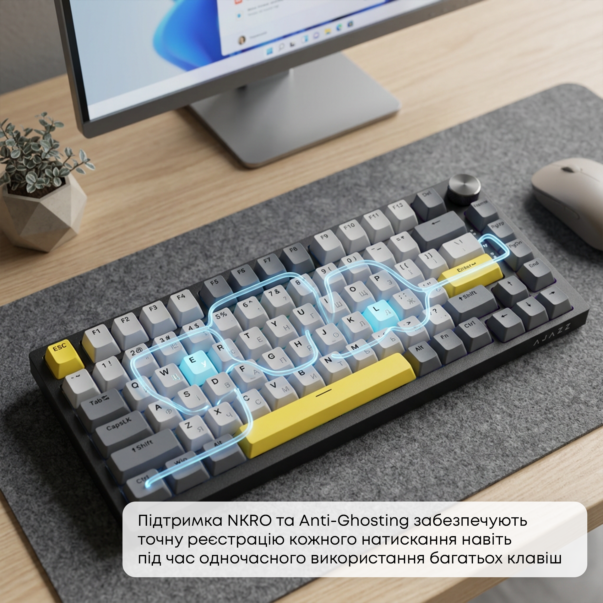Игровая клавиатура Ajazz AK820 Sea Salt Switches Black (AK820-SS-BGY) фото