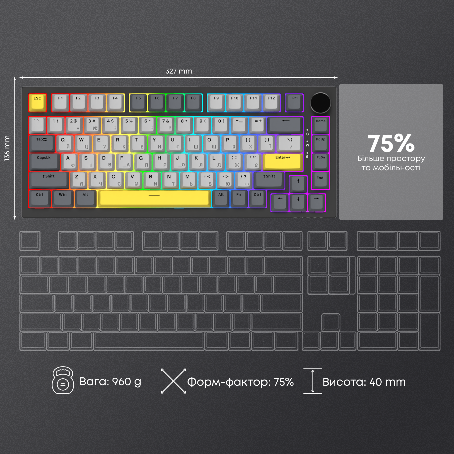 Игровая клавиатура Ajazz AK820 Sea Salt Switches Black (AK820-SS-BGY) фото