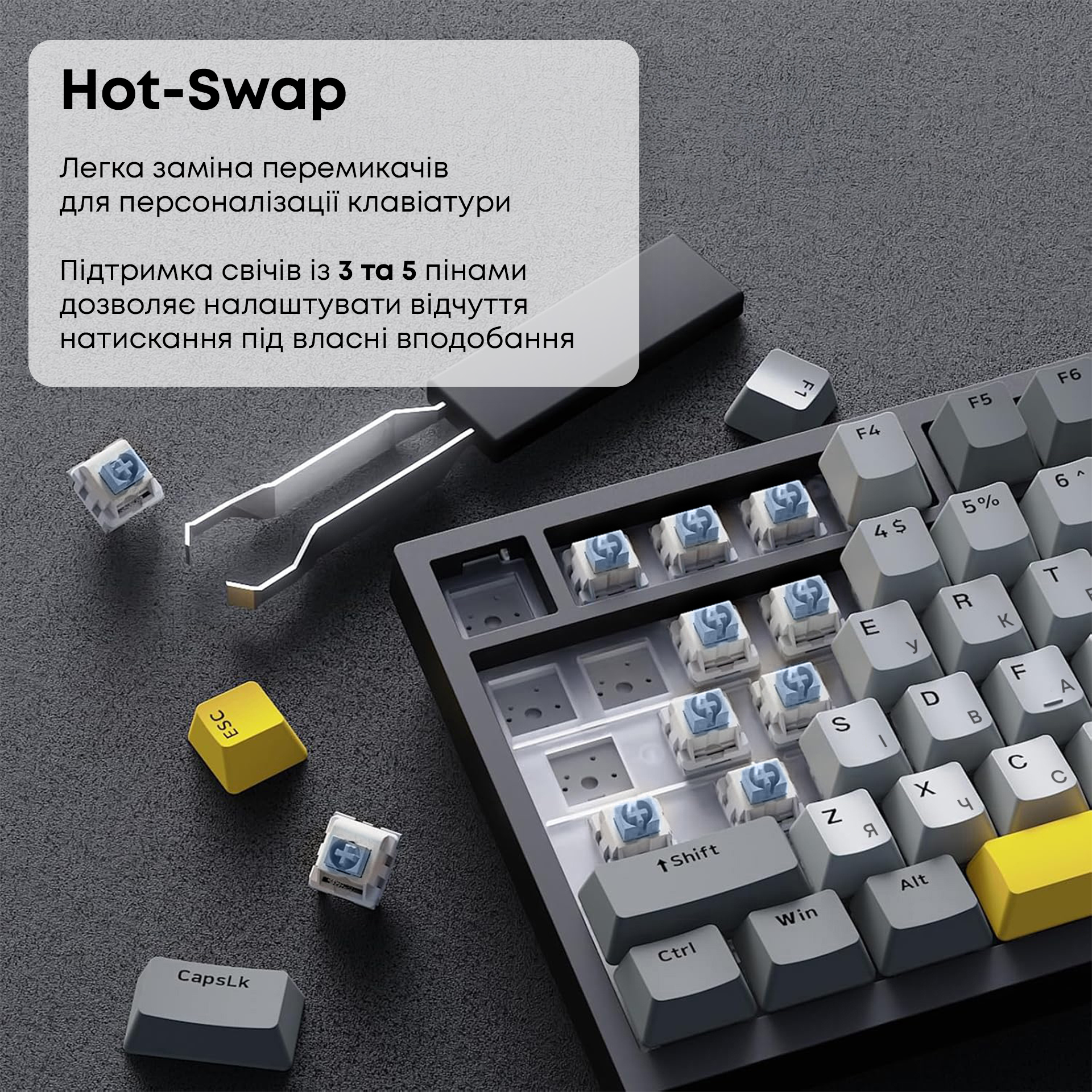 Игровая клавиатура Ajazz AK820 Sea Salt Switches Black (AK820-SS-BGY) фото