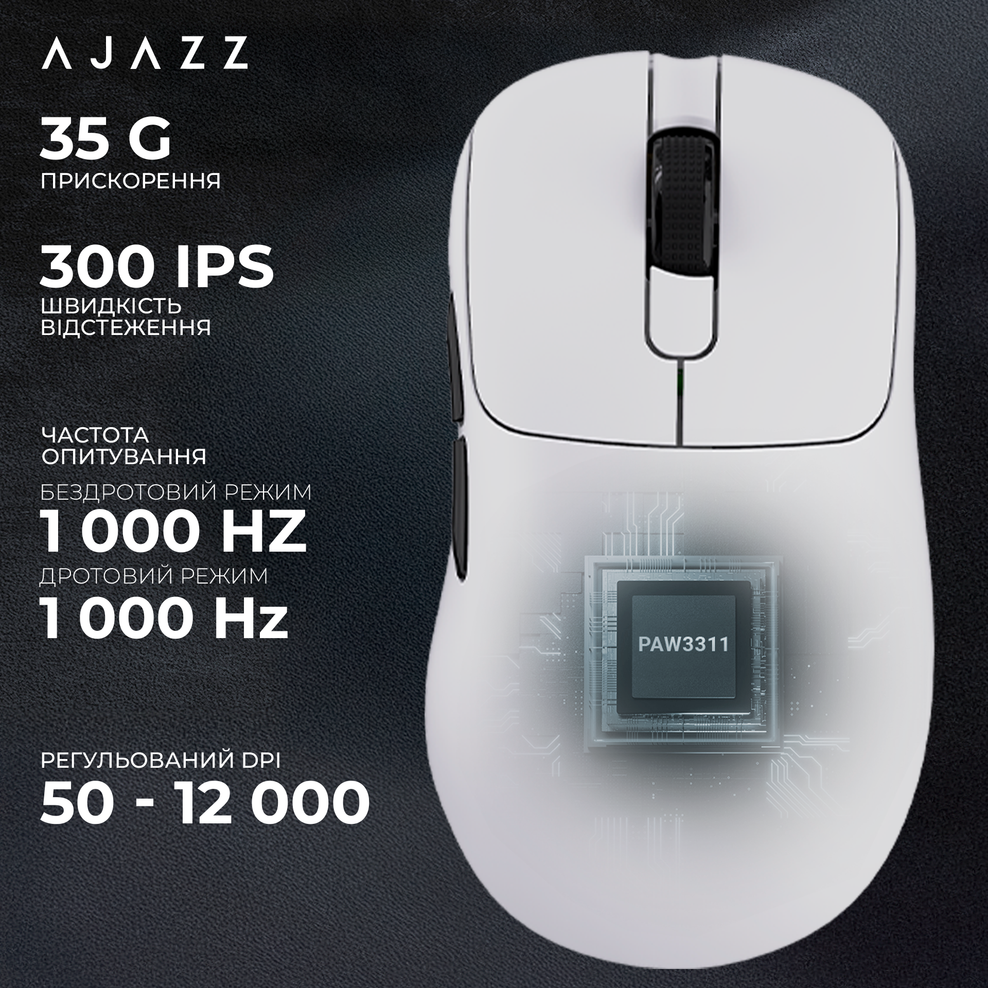 Ігрова миша Ajazz AJ179P MC Wireless White (AJ179P-MC-W) фото