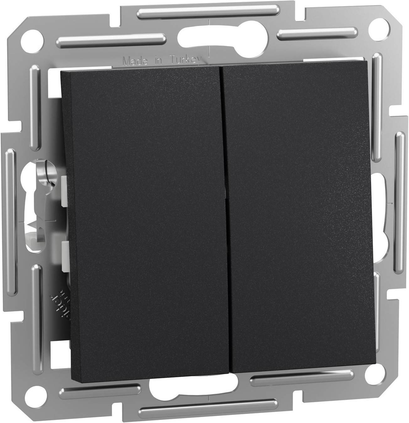 Перемикач 2-клавішний Schneider Electric, Asfora (антрацит, без рамки, самозатискний) (EPH0600171) фото