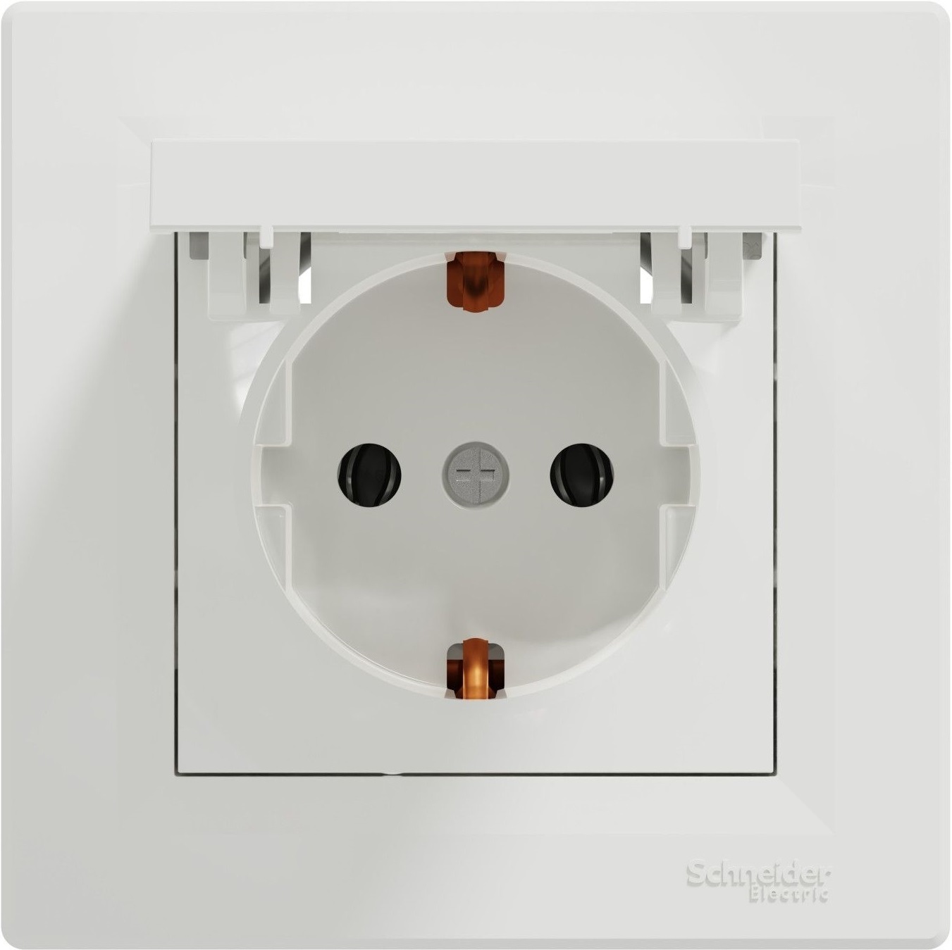 Розетка із заземлюючим контактом та кришкою Schneider Electric, Asfora (білий) (EPH3100121) фото
