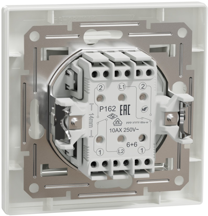 Перемикач 2-клавішний Schneider Electric, Asfora (білий, самозатискний) (EPH0600121) фото3