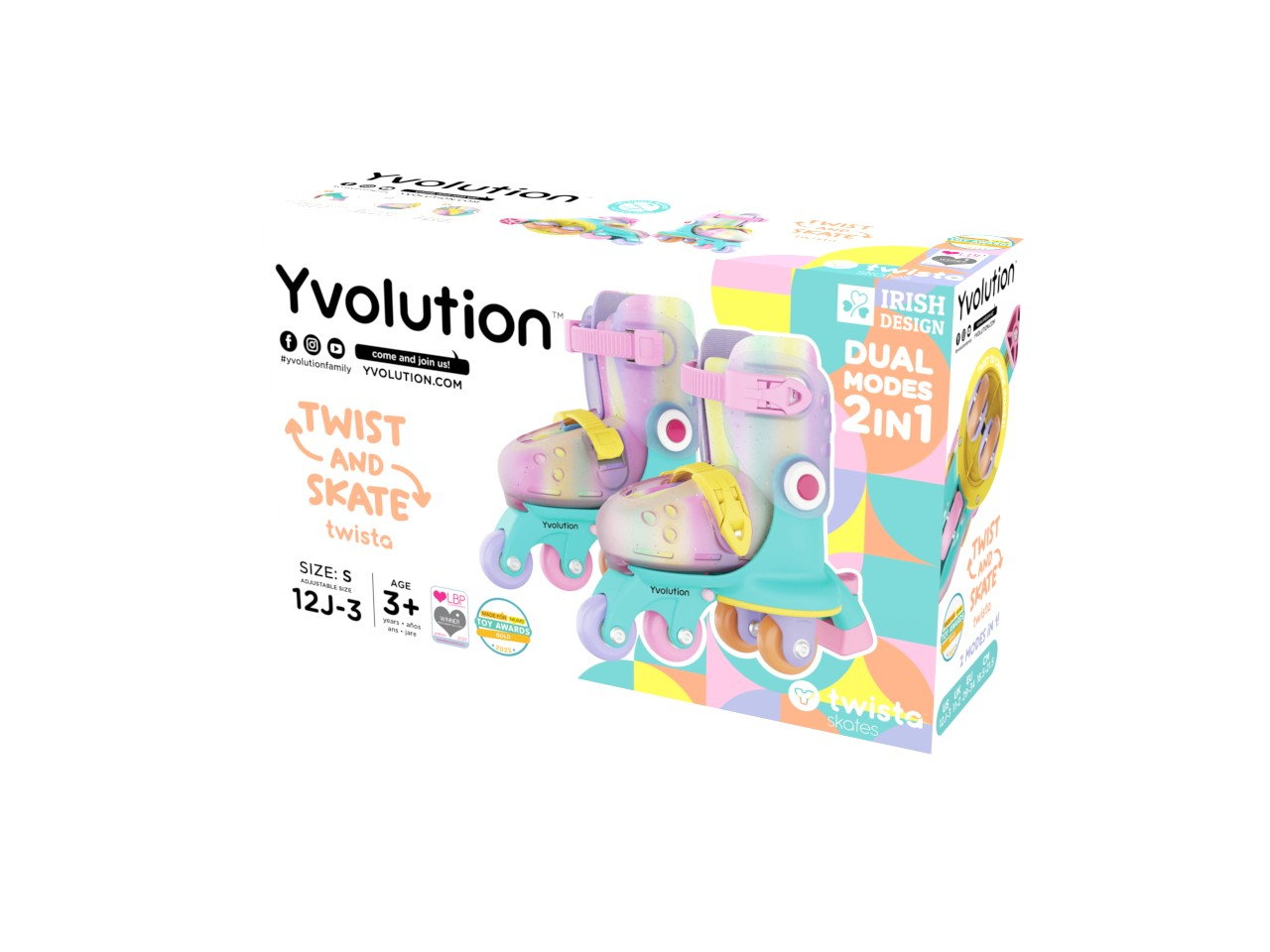 Роликові ковзани Yvolution Twista, размер 30-34, радуга фото14