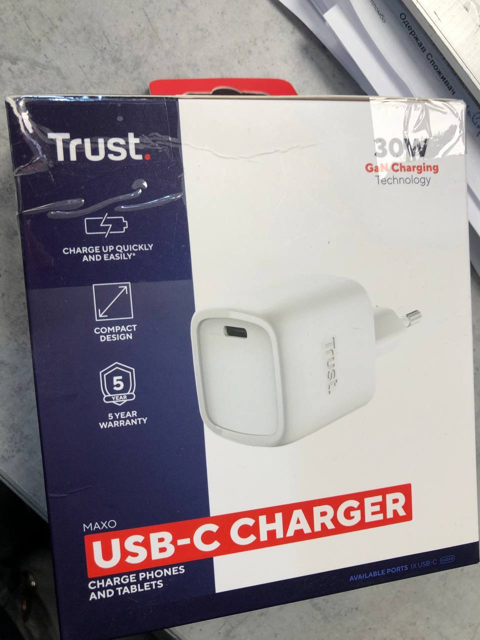 Зарядний пристрій мережевий Trust Maxo 30Вт, GaN, USB-C, PD/PPS, White (25520_TRUST) фото2