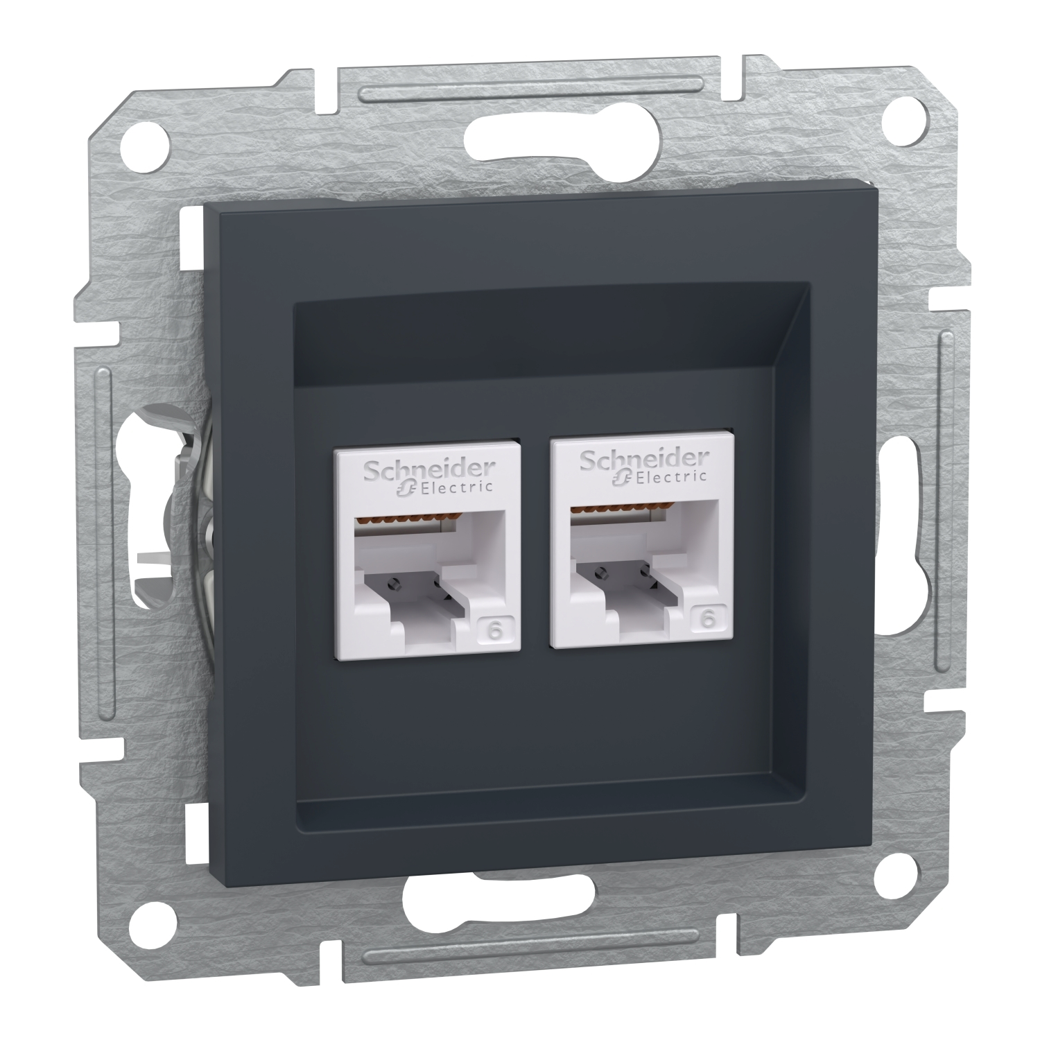 Розетка подвійна комп'ютерна rj45 Schneider Electric, Asfora антрацит (EPH4800171) фото2
