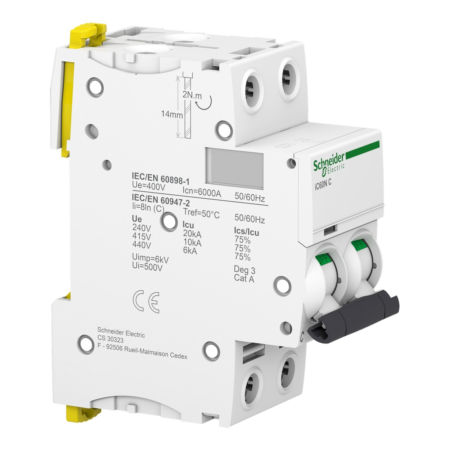 Автоматичний вимикач Schneider Electric, IC60N 2P C 25A (6kA) (A9F79225) фото4