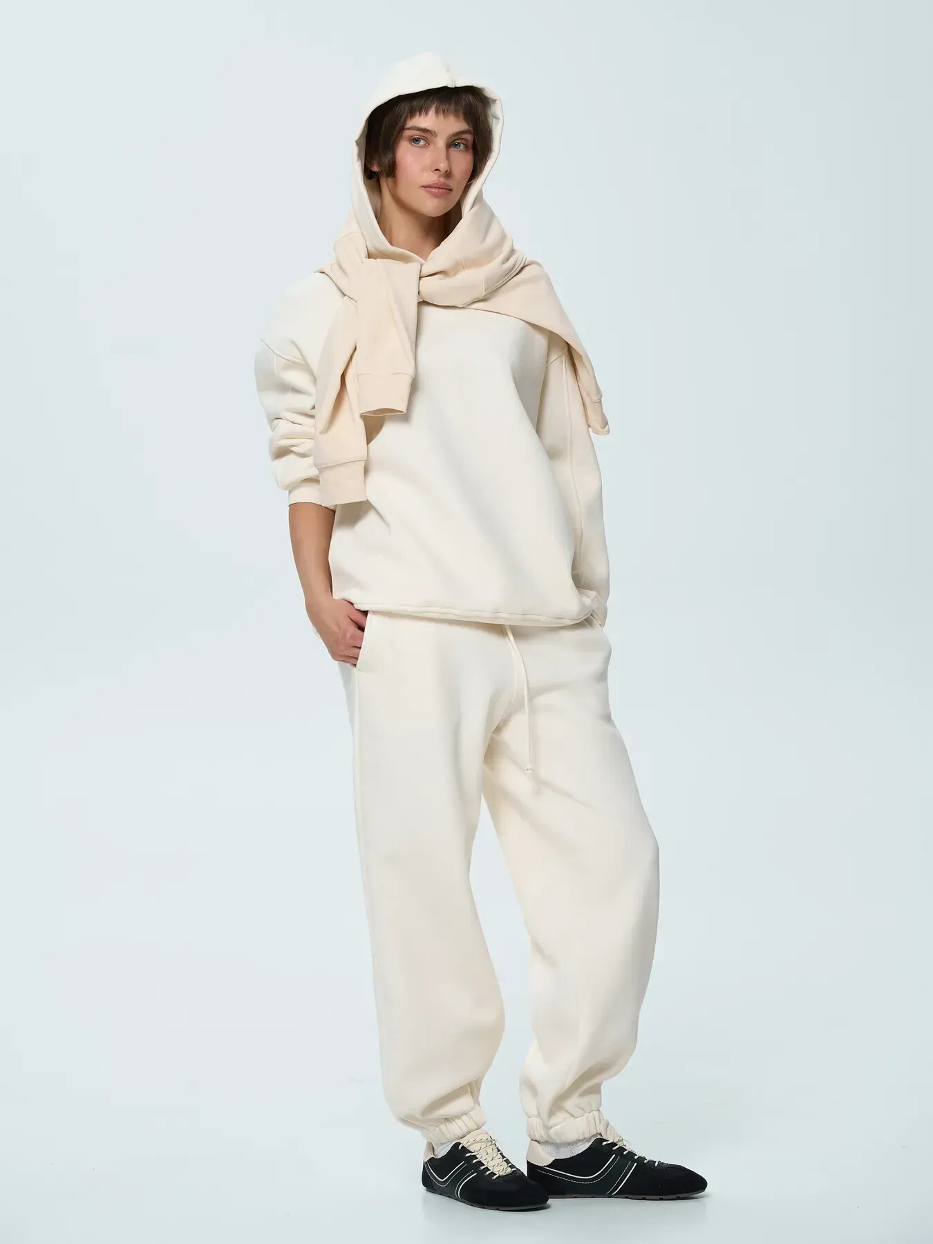 Спортивный костюм худи,штаны женский Roza 260218 XL молочный фото7
