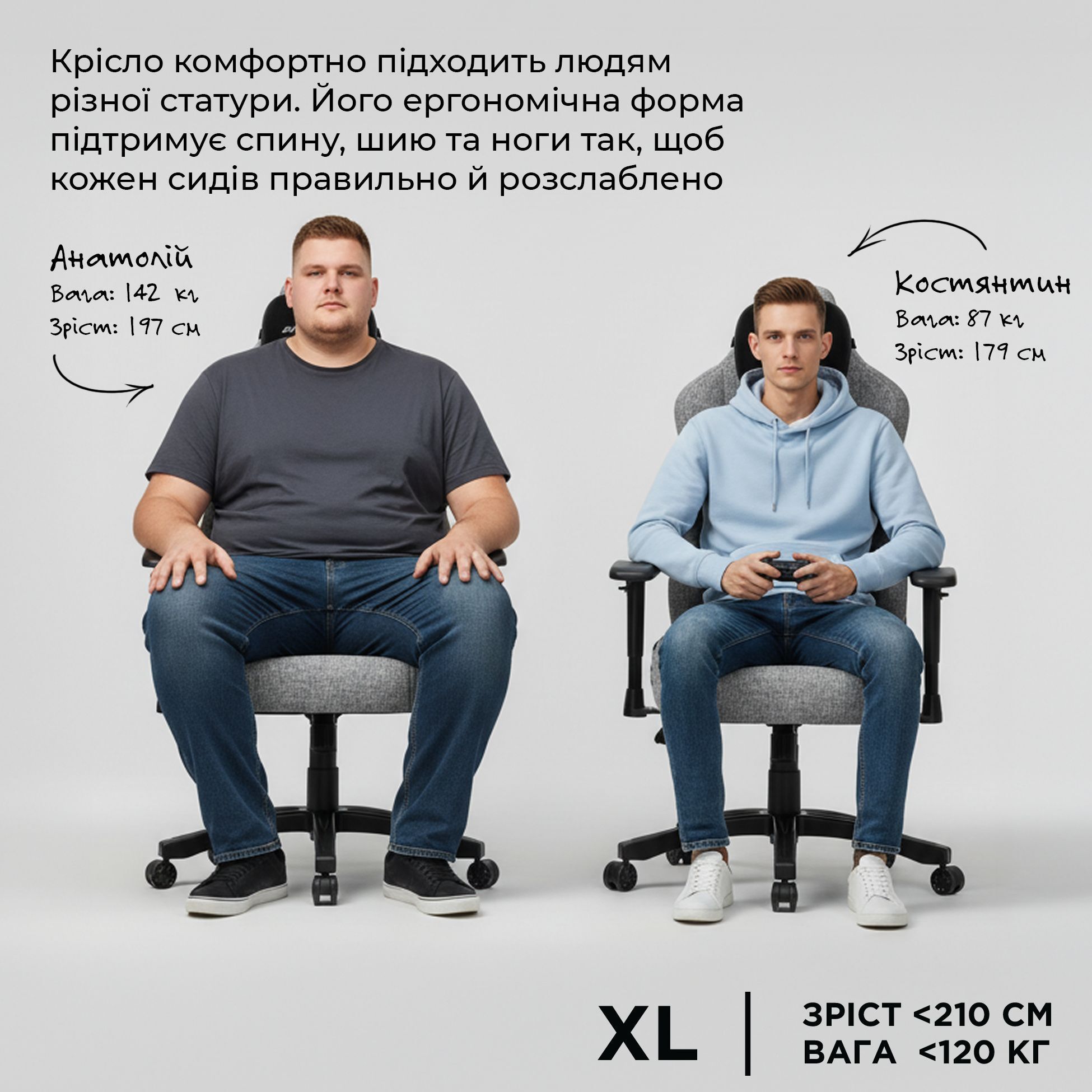 Крісло ігрове Anda Seat Novis Fabric Gray Size XL фото20