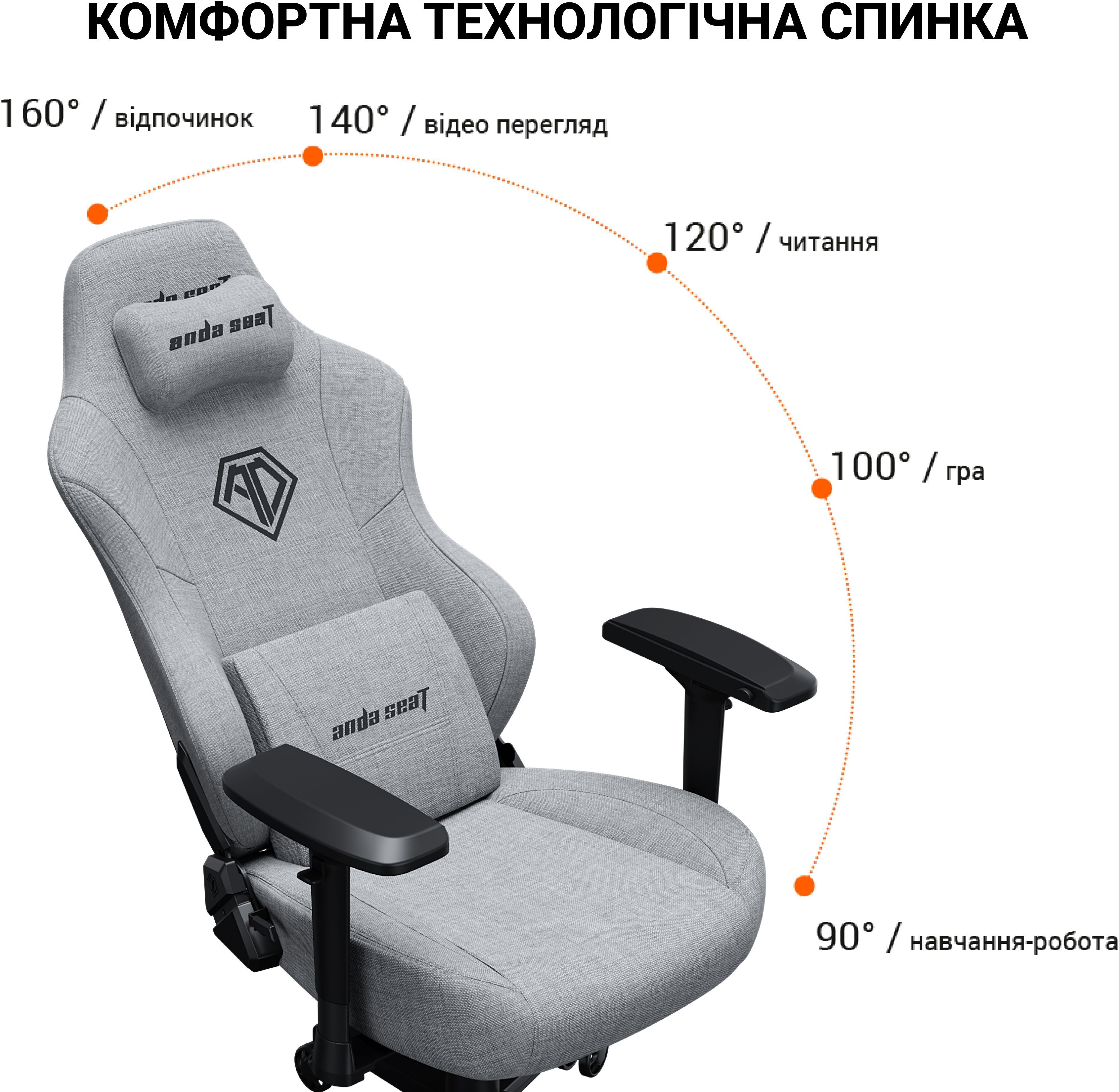 Кресло игровое Anda Seat Phantom 3 Pro Grey Fabric Size L фото
