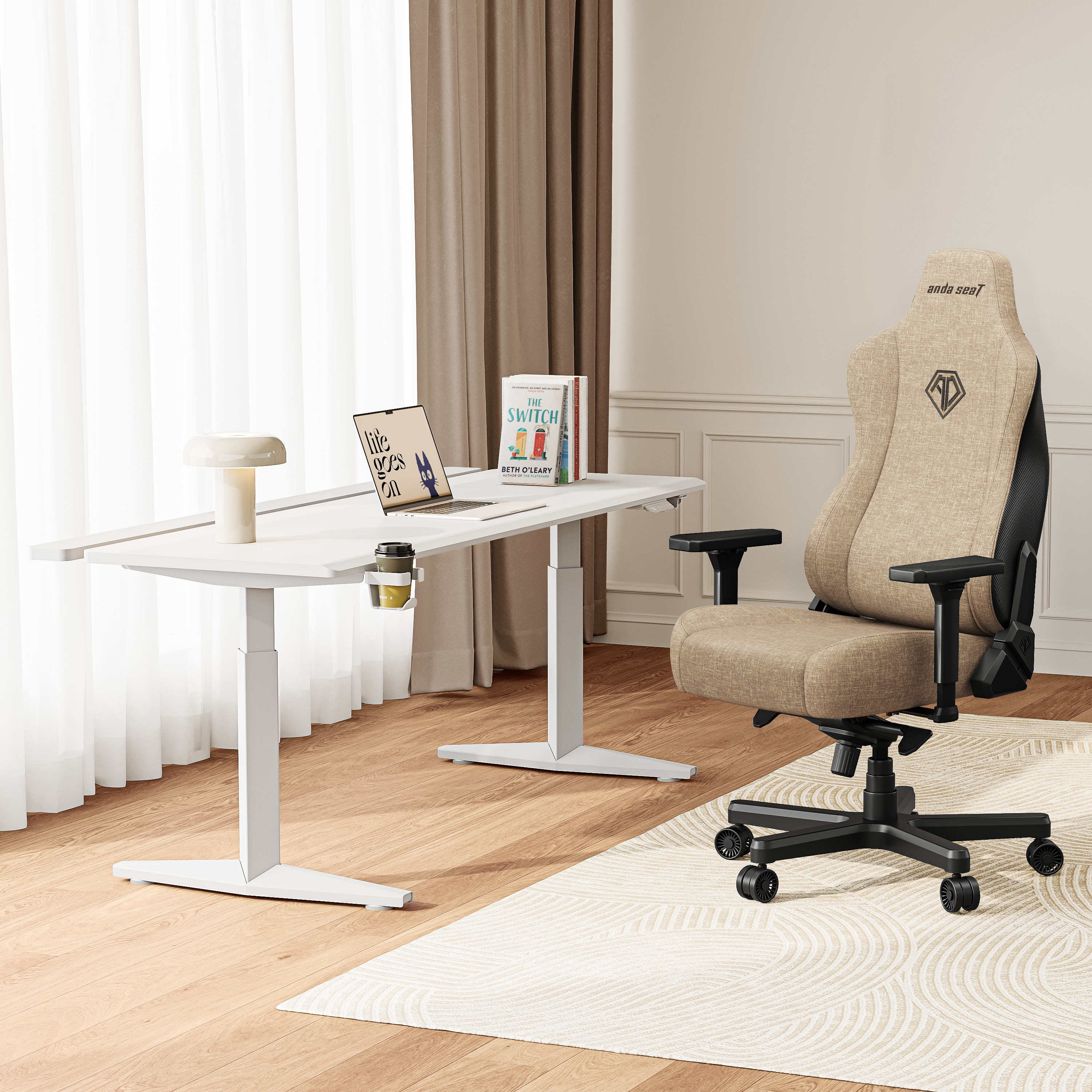 Кресло игровое Anda Seat Kaiser 3E Dark Beige Fabric Size XL фото8