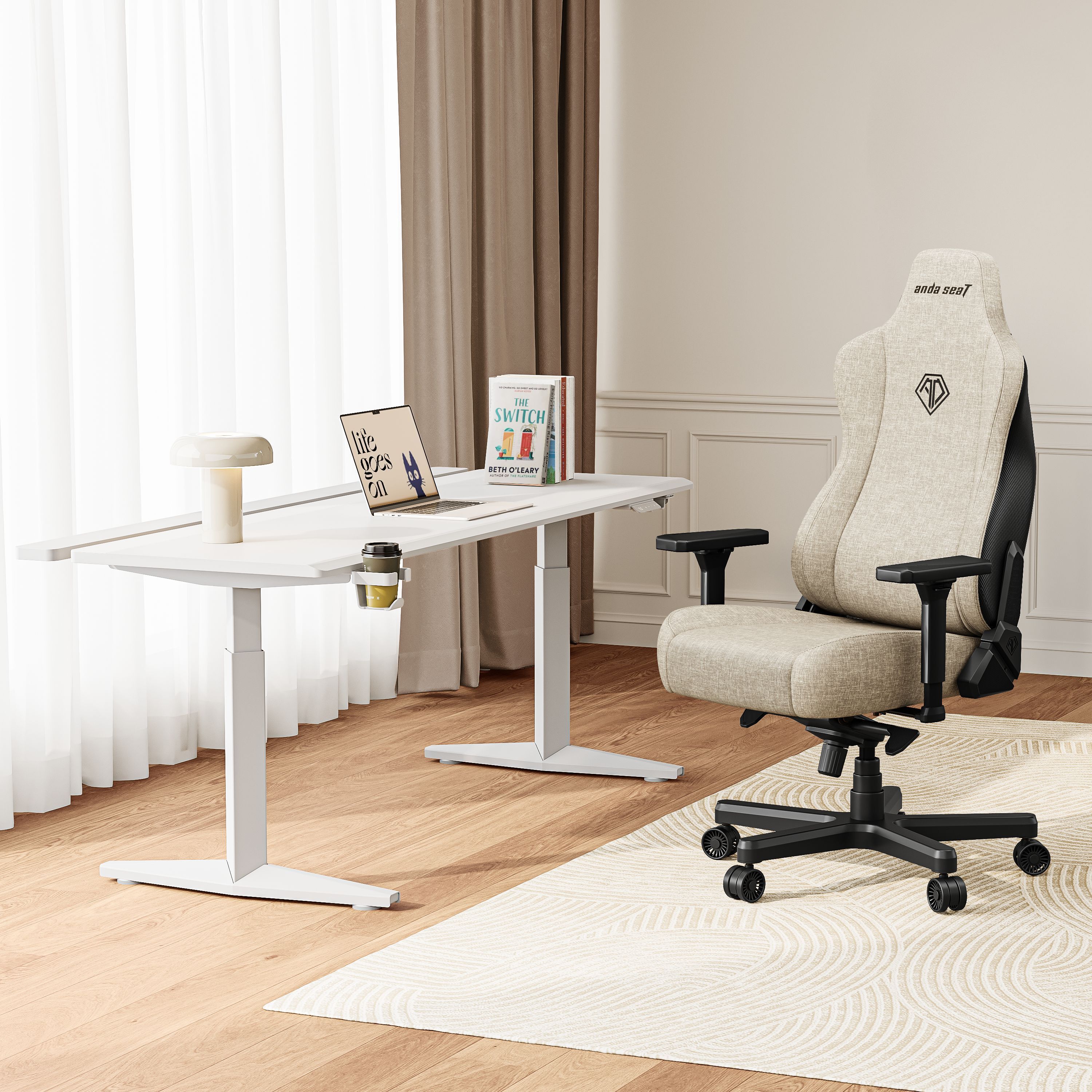Крісло ігрове Anda Seat Kaiser 3E Beige Fabric Size XL фото
