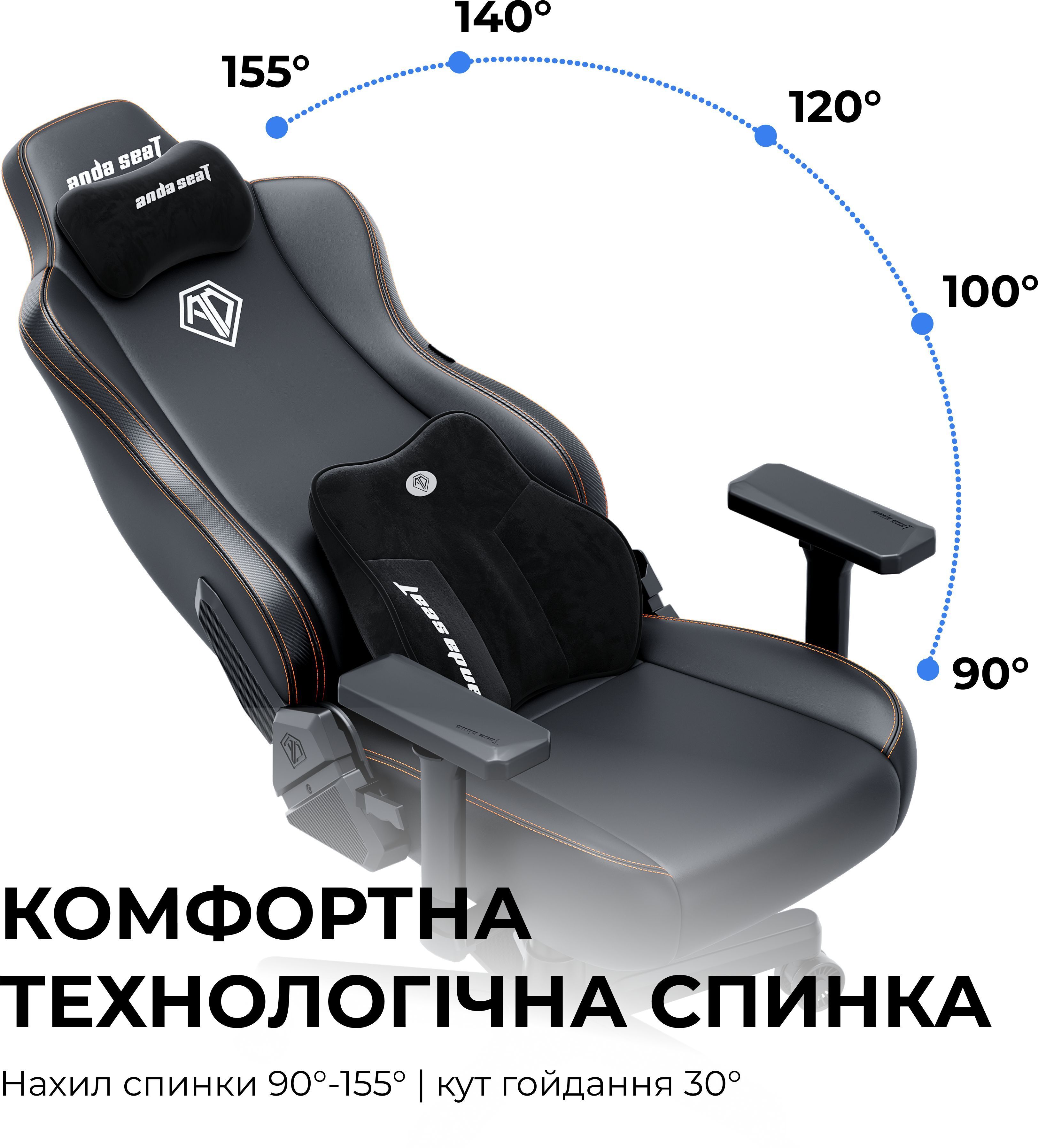 Кресло игровое Anda Seat Kaiser 3E Orange Fabric Size XL фото16