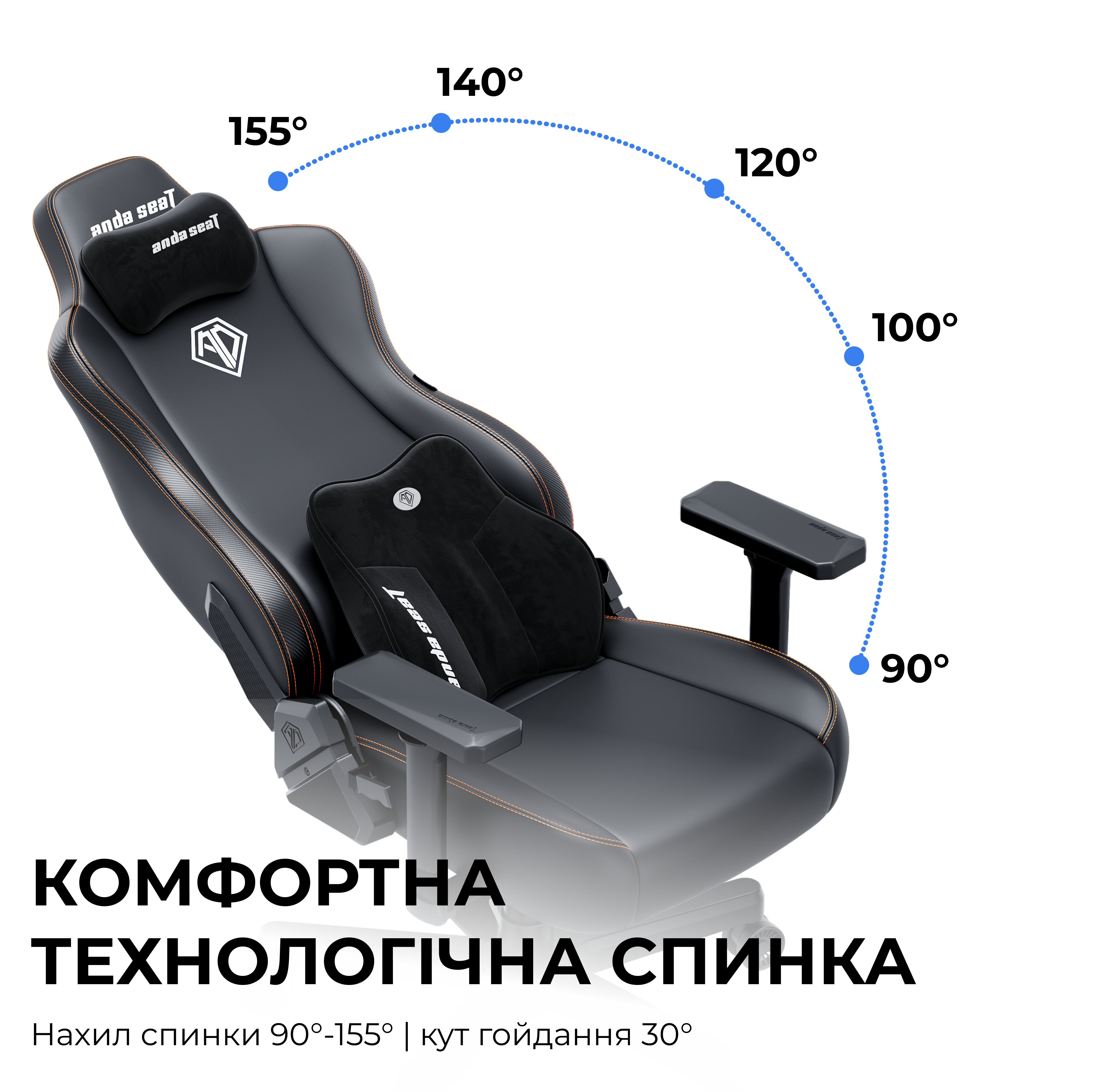 Кресло игровое Anda Seat Kaiser 3E Dark Blue Fabric Size XL фото15