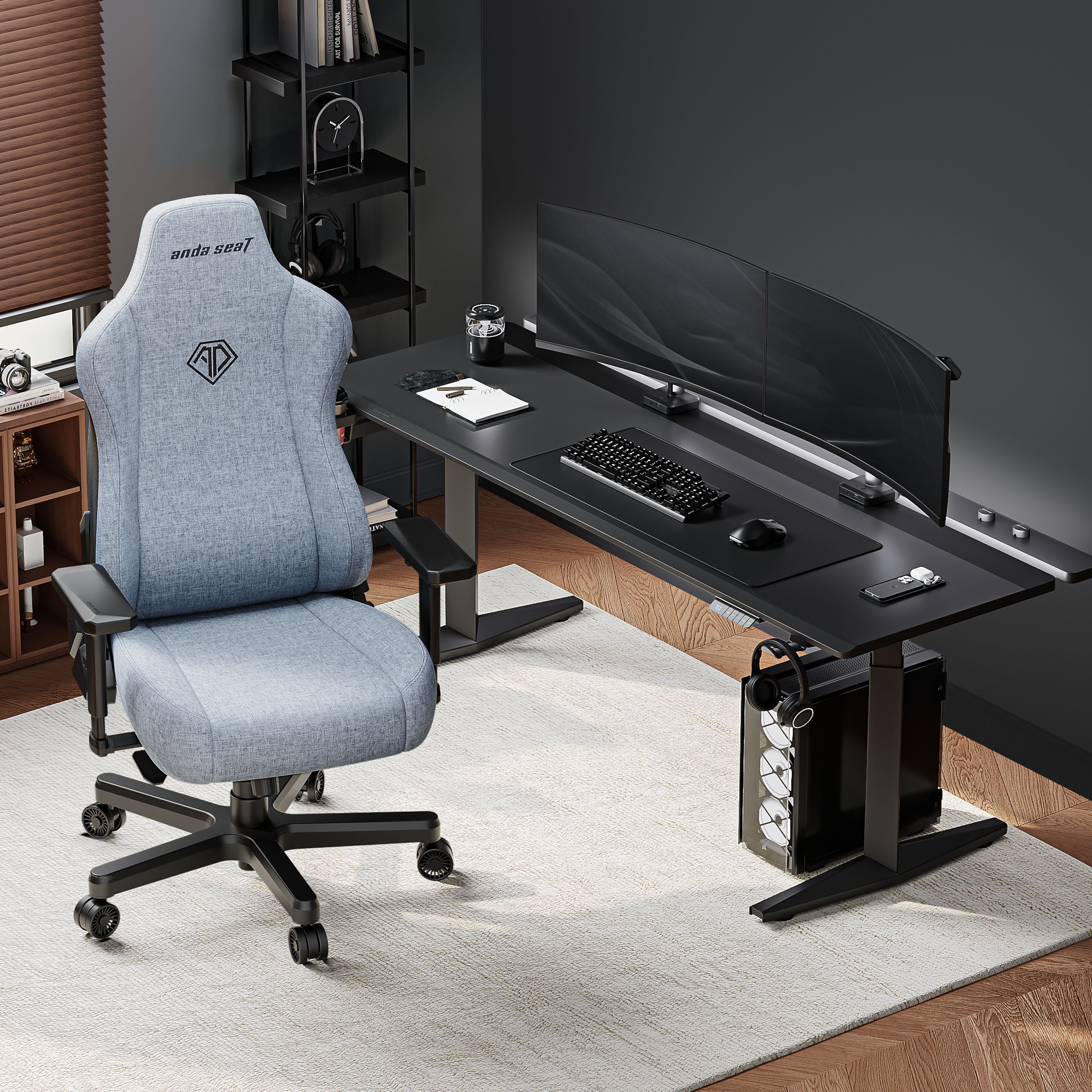Кресло игровое Anda Seat Kaiser 3E Gray Blue Fabric Size XL фото9