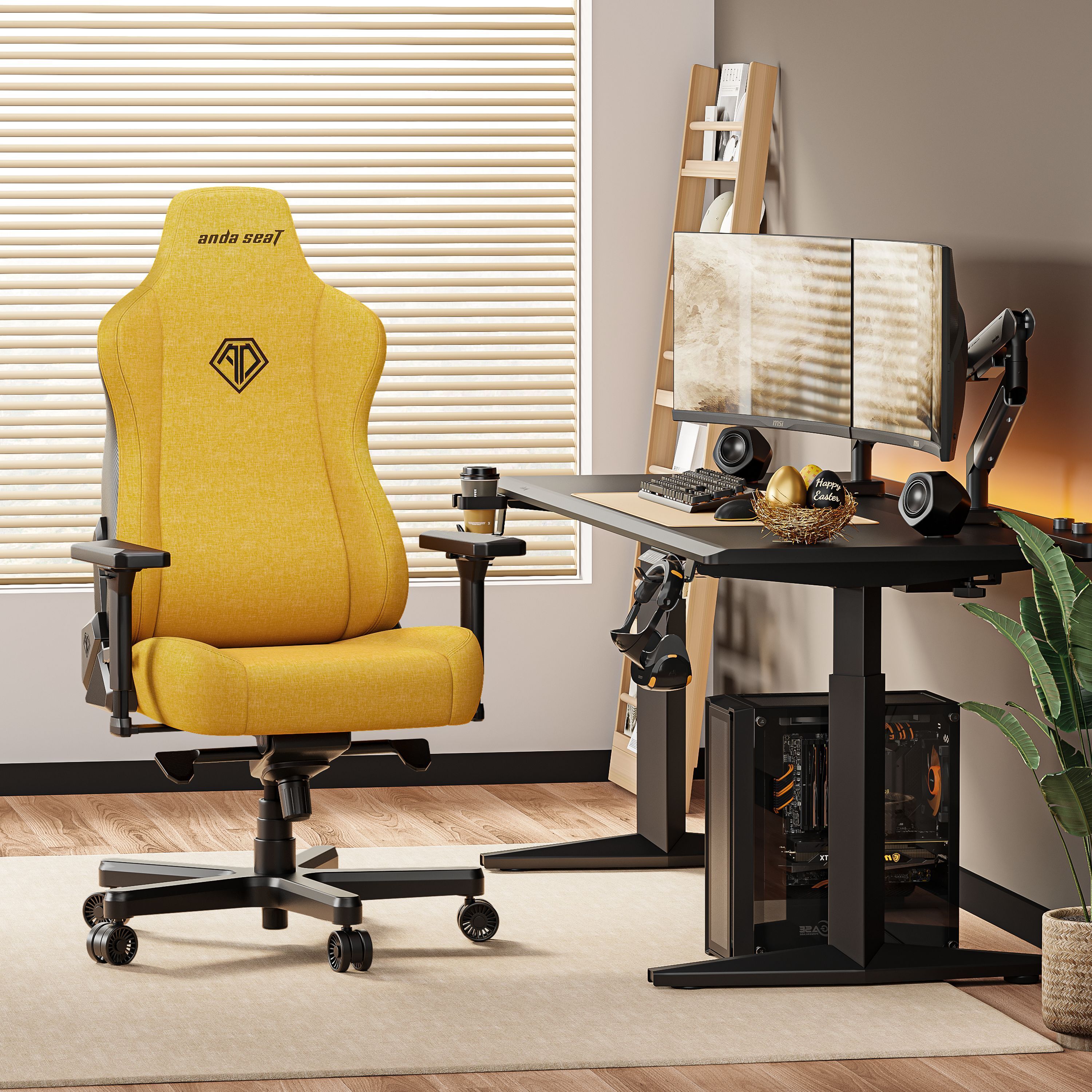 Кресло игровое Anda Seat Kaiser 3E Bright Yellow Fabric Size XL фото9