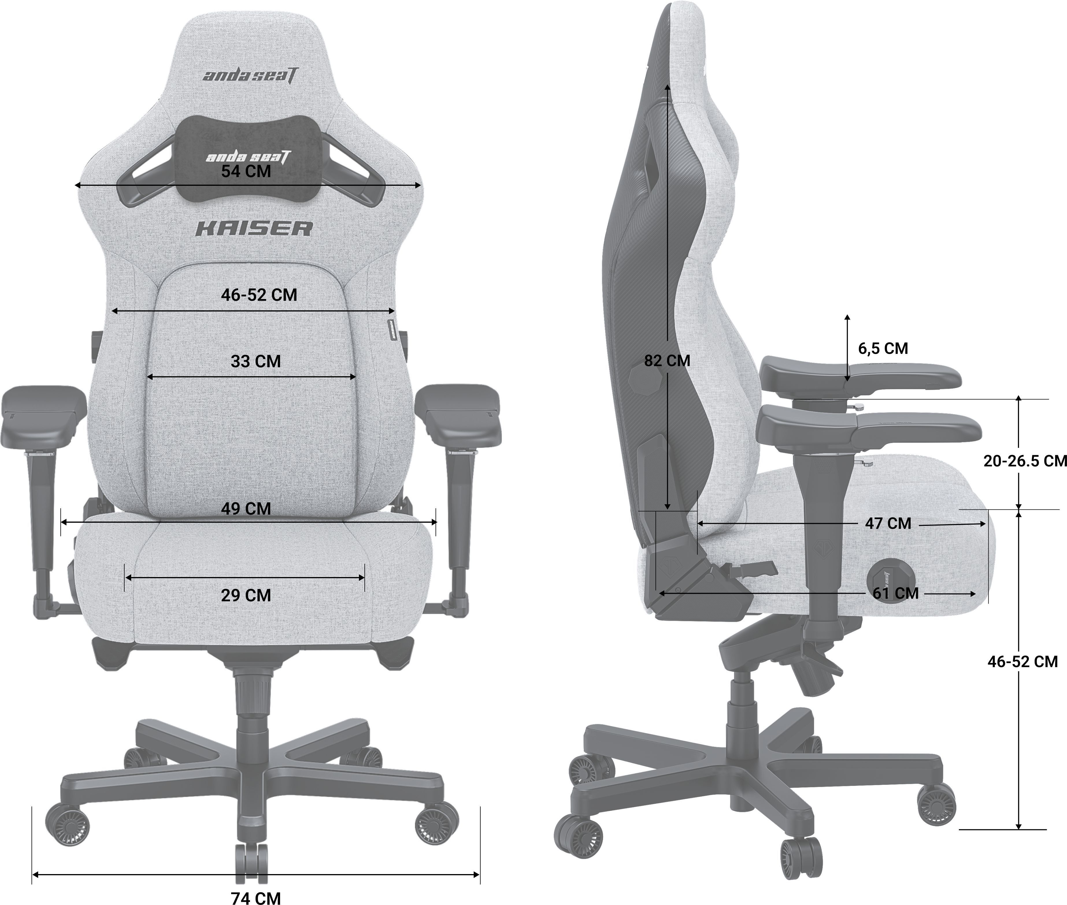 Крісло ігрове Anda Seat Kaiser 4 Black Fabric Size L фото29