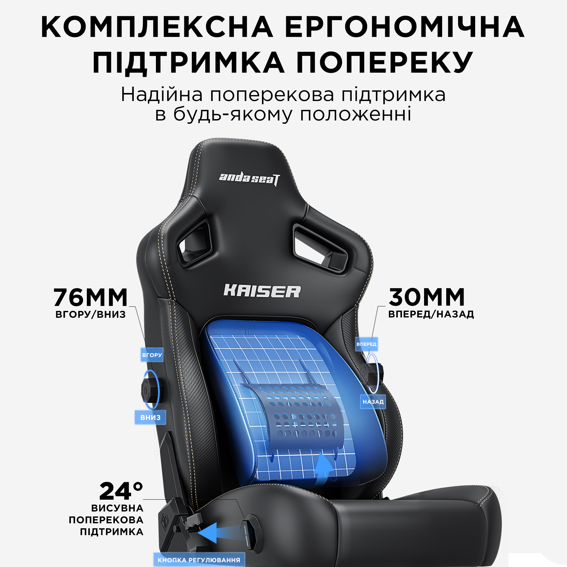 Кресло игровое Anda Seat Kaiser 4 Dark Gray Fabric Size L фото