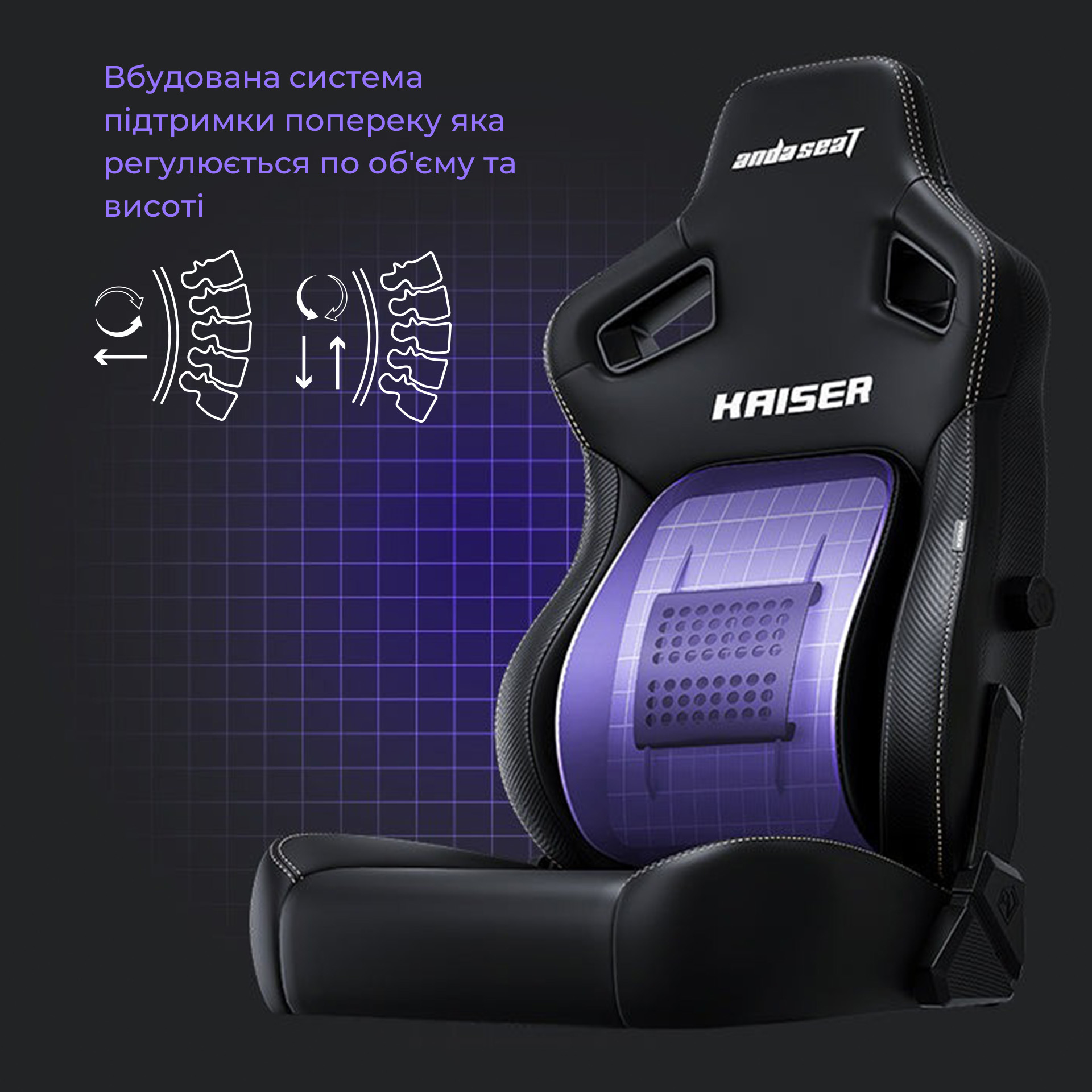 Кресло игровое Anda Seat Kaiser 4 Dark Gray Fabric Size L фото
