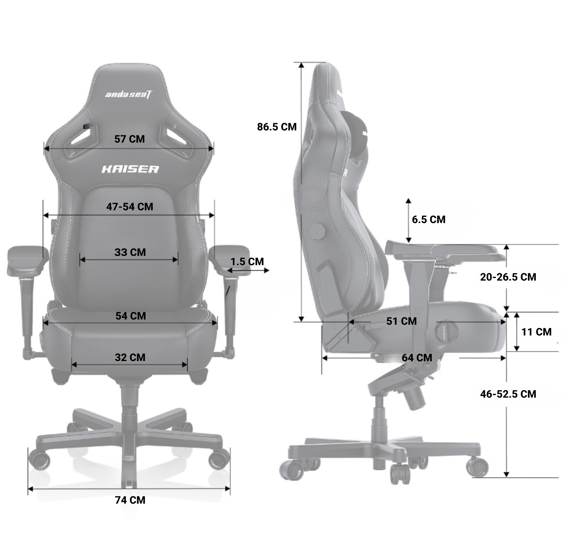 Крісло ігрове Anda Seat Kaiser 4 Black Fabric Size XL фото