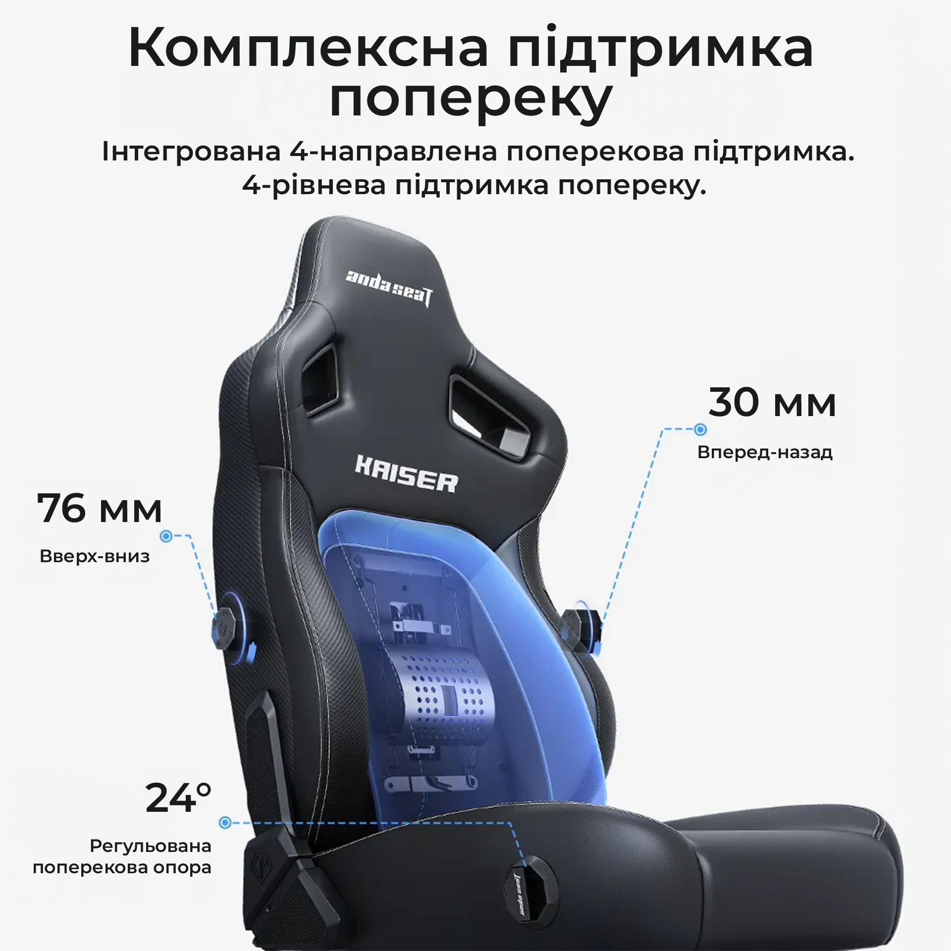 Крісло ігрове Anda Seat Kaiser 4 Black PVC Size XL фото