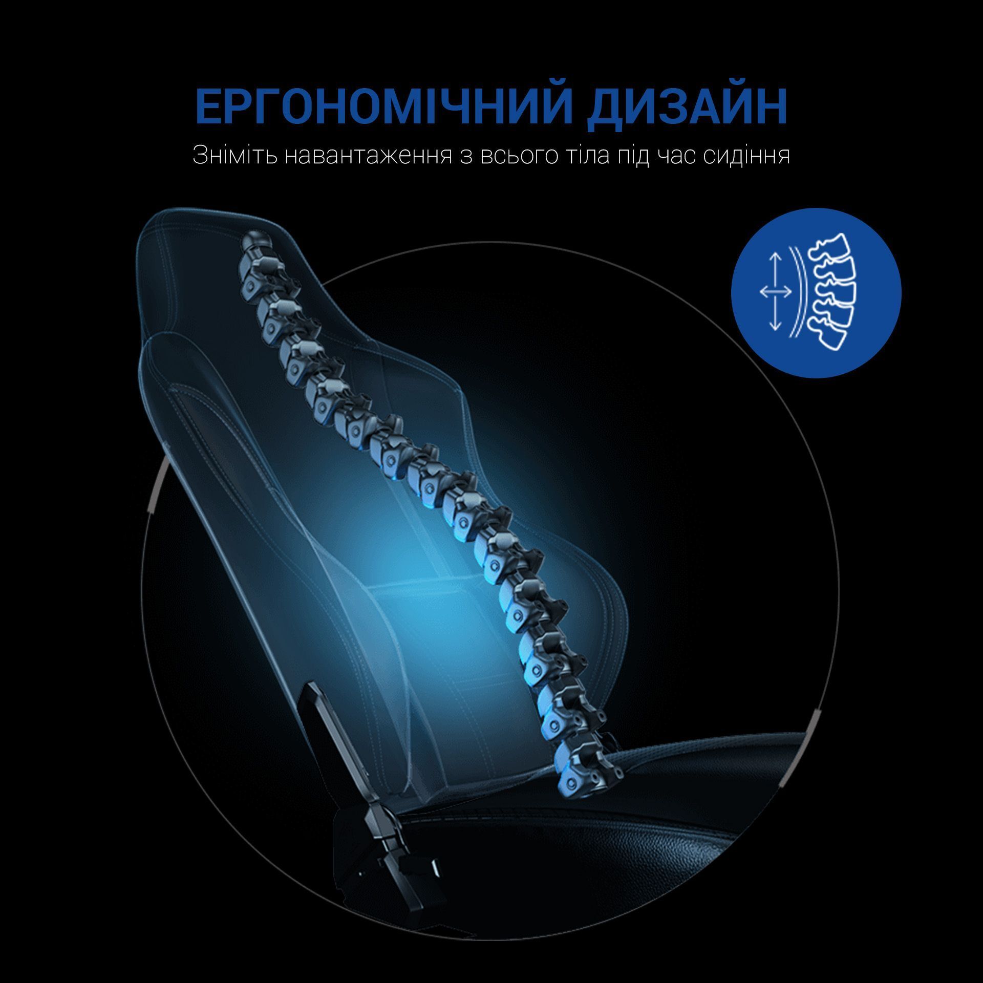 Крісло ігрове Anda Seat Luna Black/Blue Size L фото