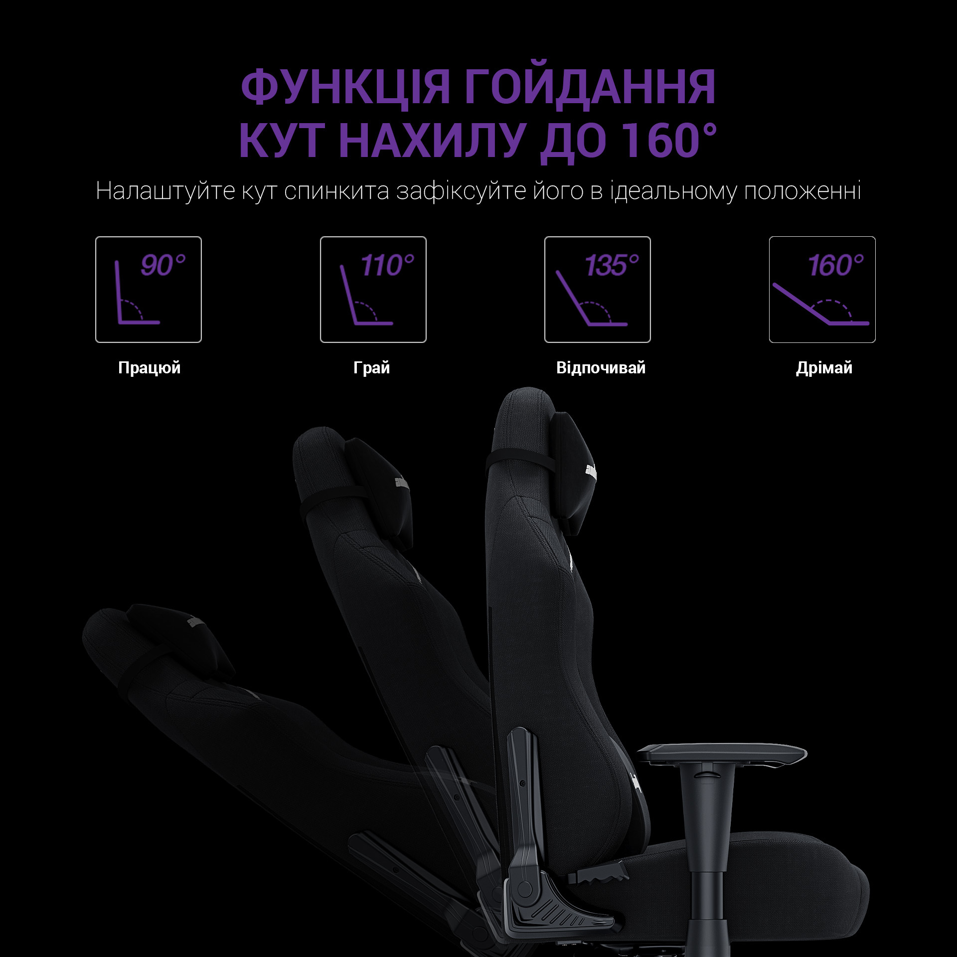 Крісло ігрове Anda Seat Luna Fabric Black Size L фото16