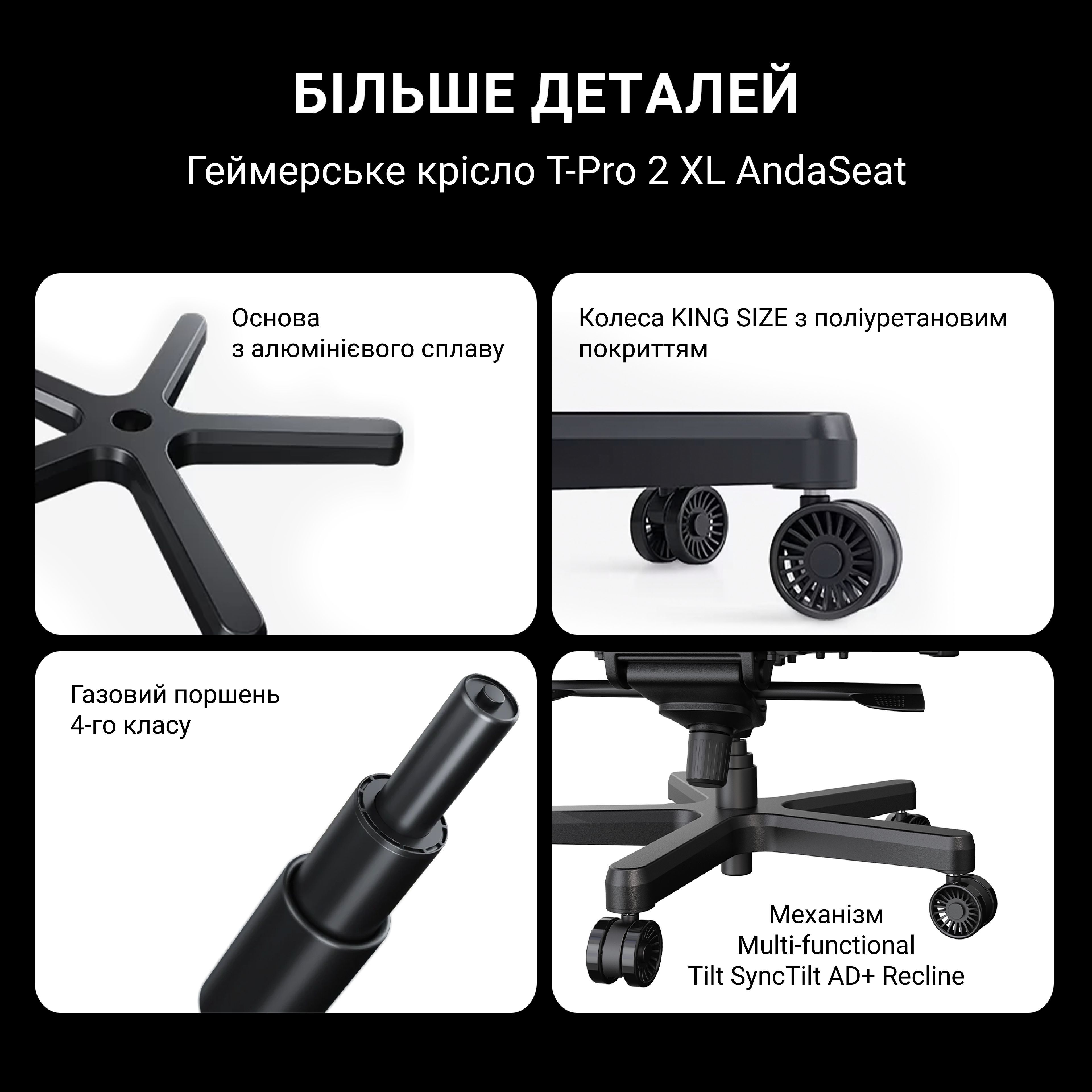 Крісло ігрове Anda Seat T-Pro 2 Blue/Black Size XL фото