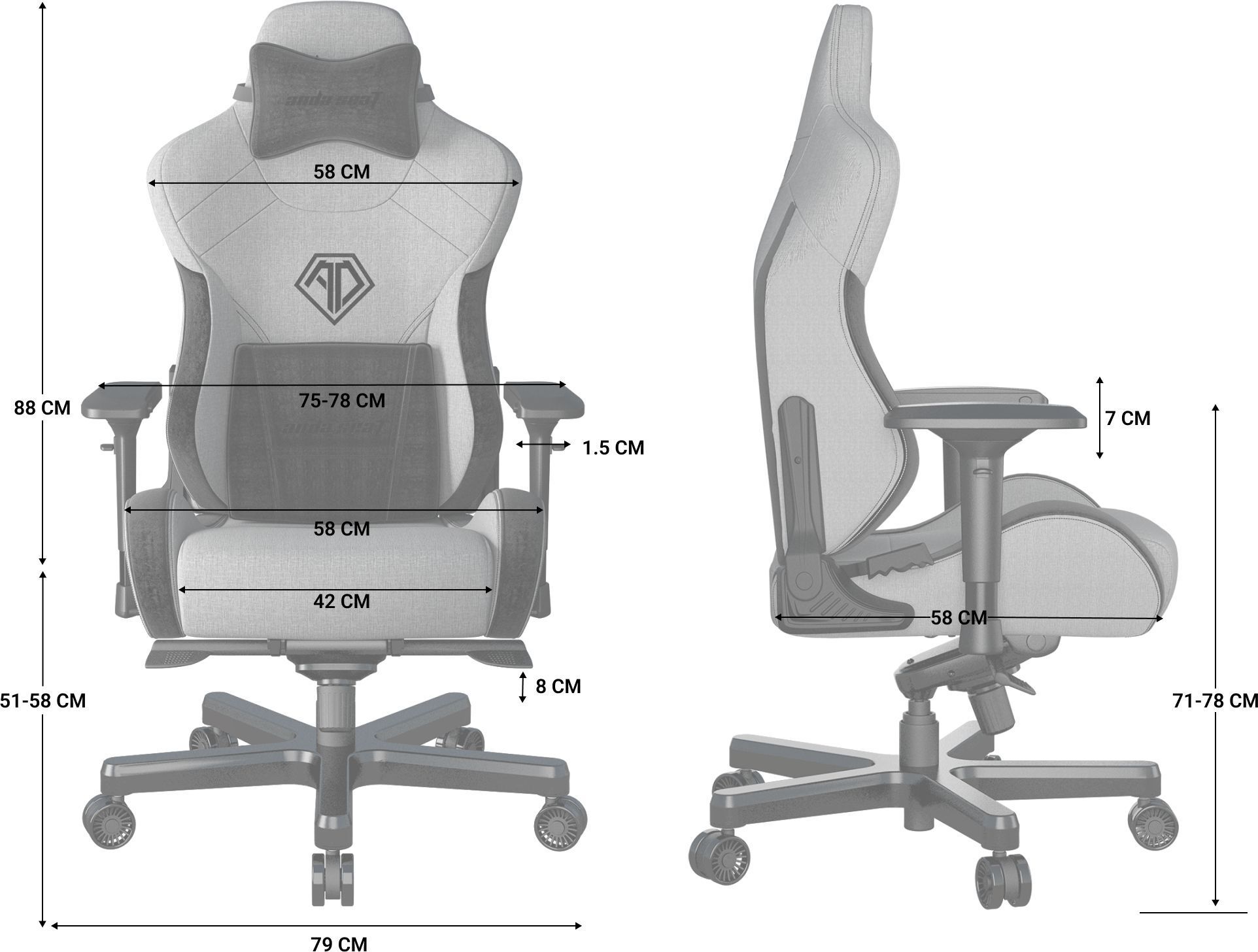 Крісло ігрове Anda Seat T-Pro 2 Grey/Black Size XL фото