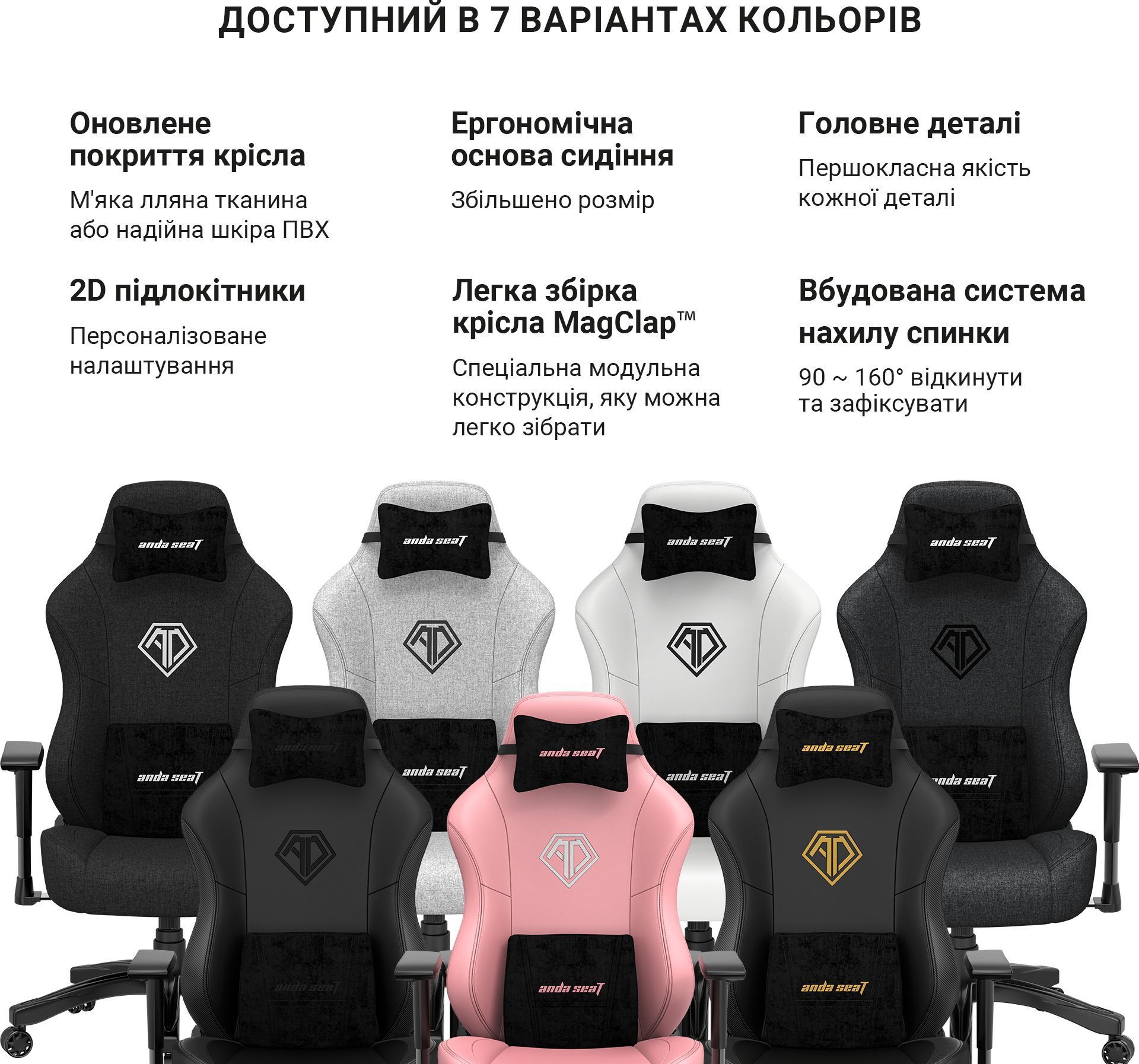 Кресло игровое Anda Seat Phantom 3 Dark Grey Fabric Size L фото9