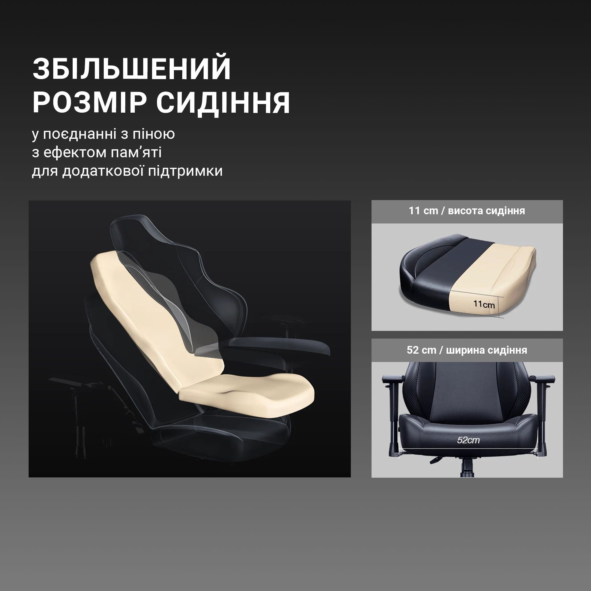 Крісло ігрове Anda Seat Luna Pro Gray Fabric Size L фото12
