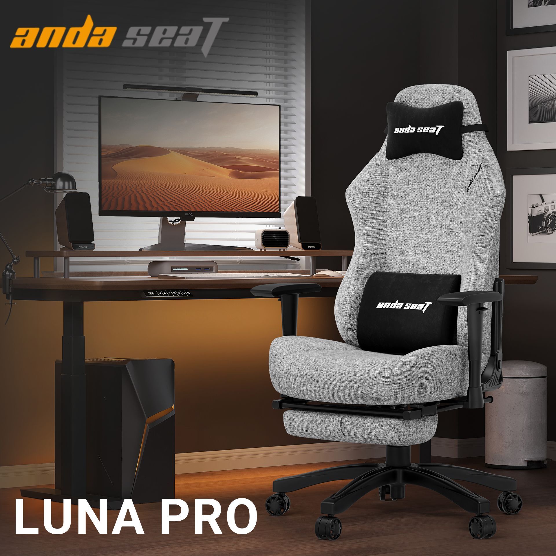 Крісло ігрове Anda Seat Luna Pro Gray Fabric Size L фото7