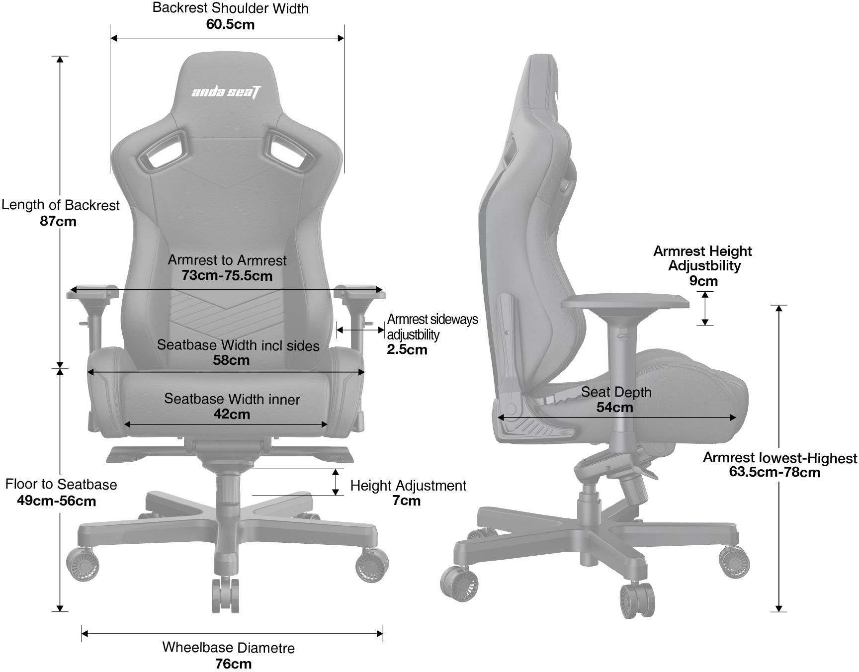 Крісло ігрове Anda Seat Kaiser 2 Black Size XL фото17
