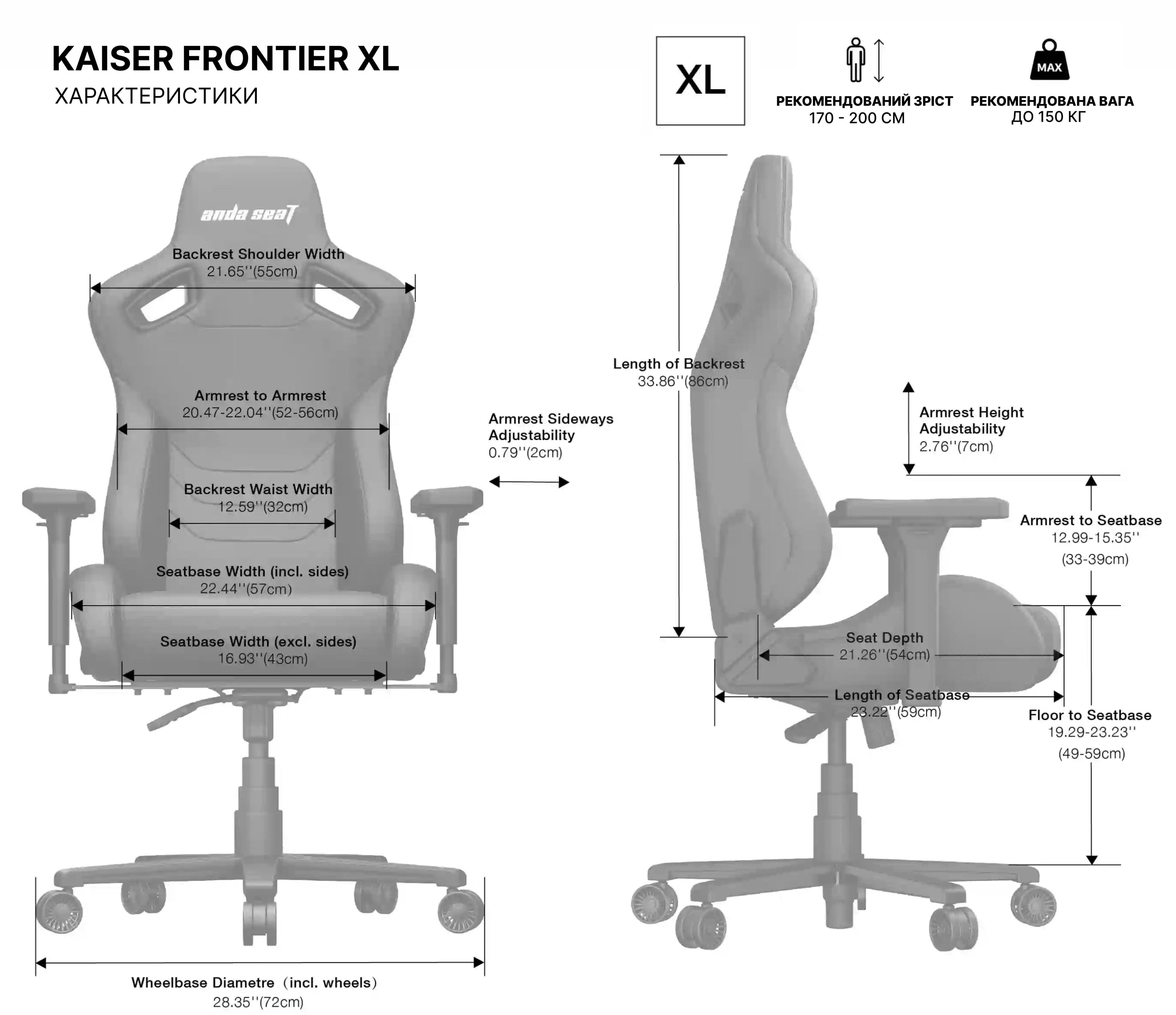 Крісло ігрове Anda Seat Kaiser Frontier Black фото
