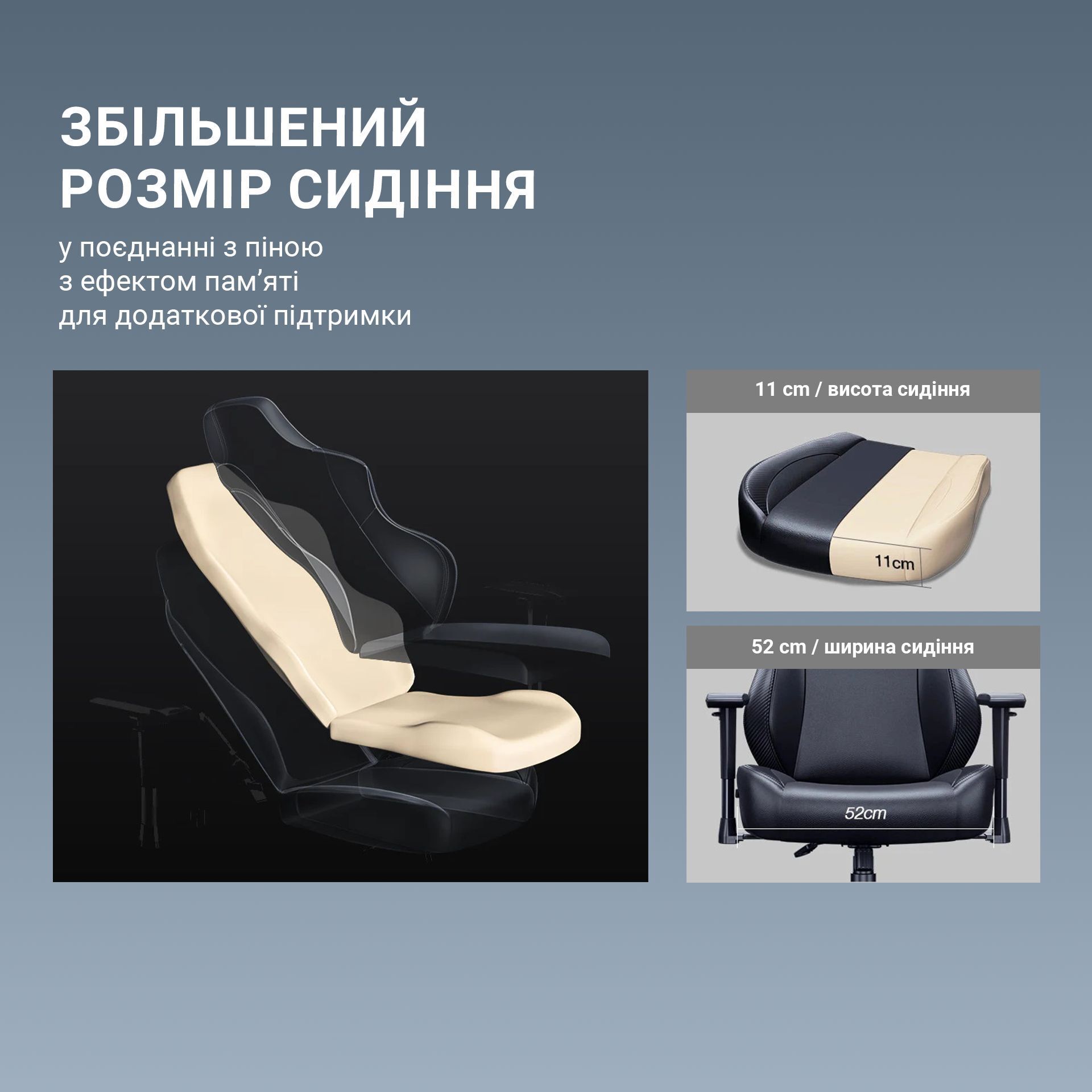 Крісло ігрове Anda Seat Luna Pro Black Fabric Size L фото