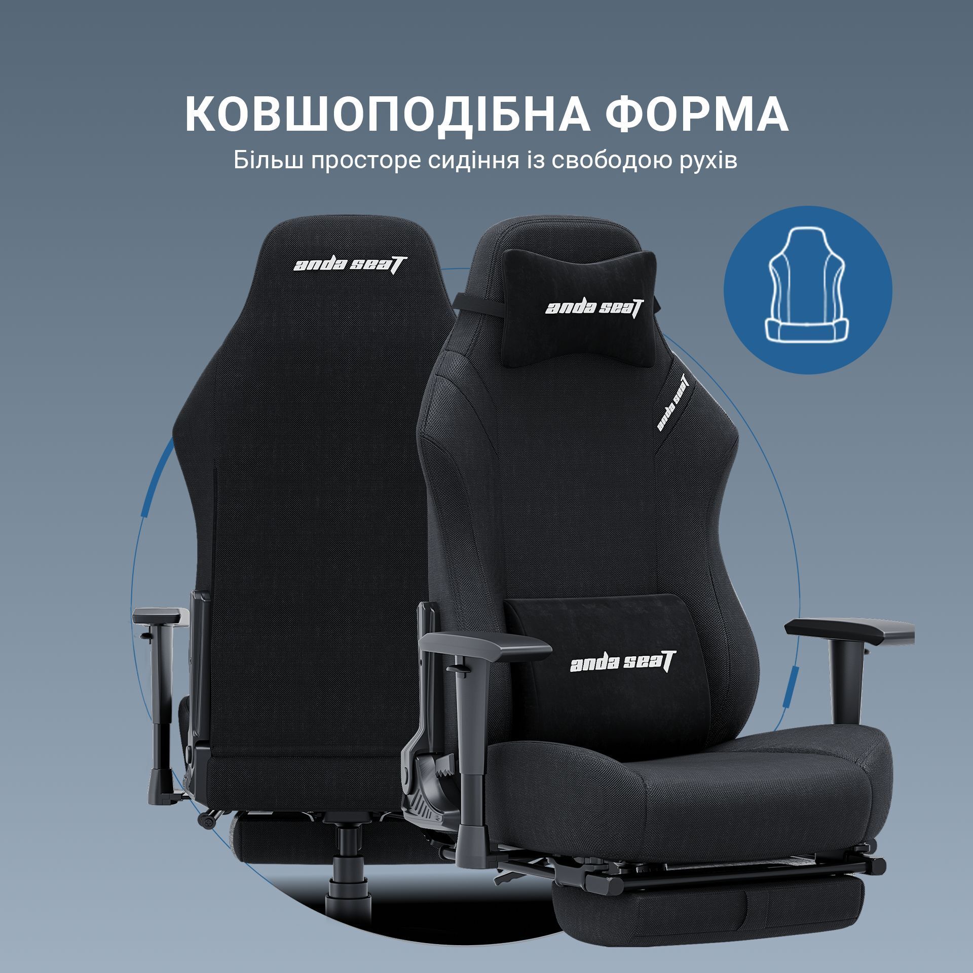 Крісло ігрове Anda Seat Luna Pro Black Fabric Size L фото