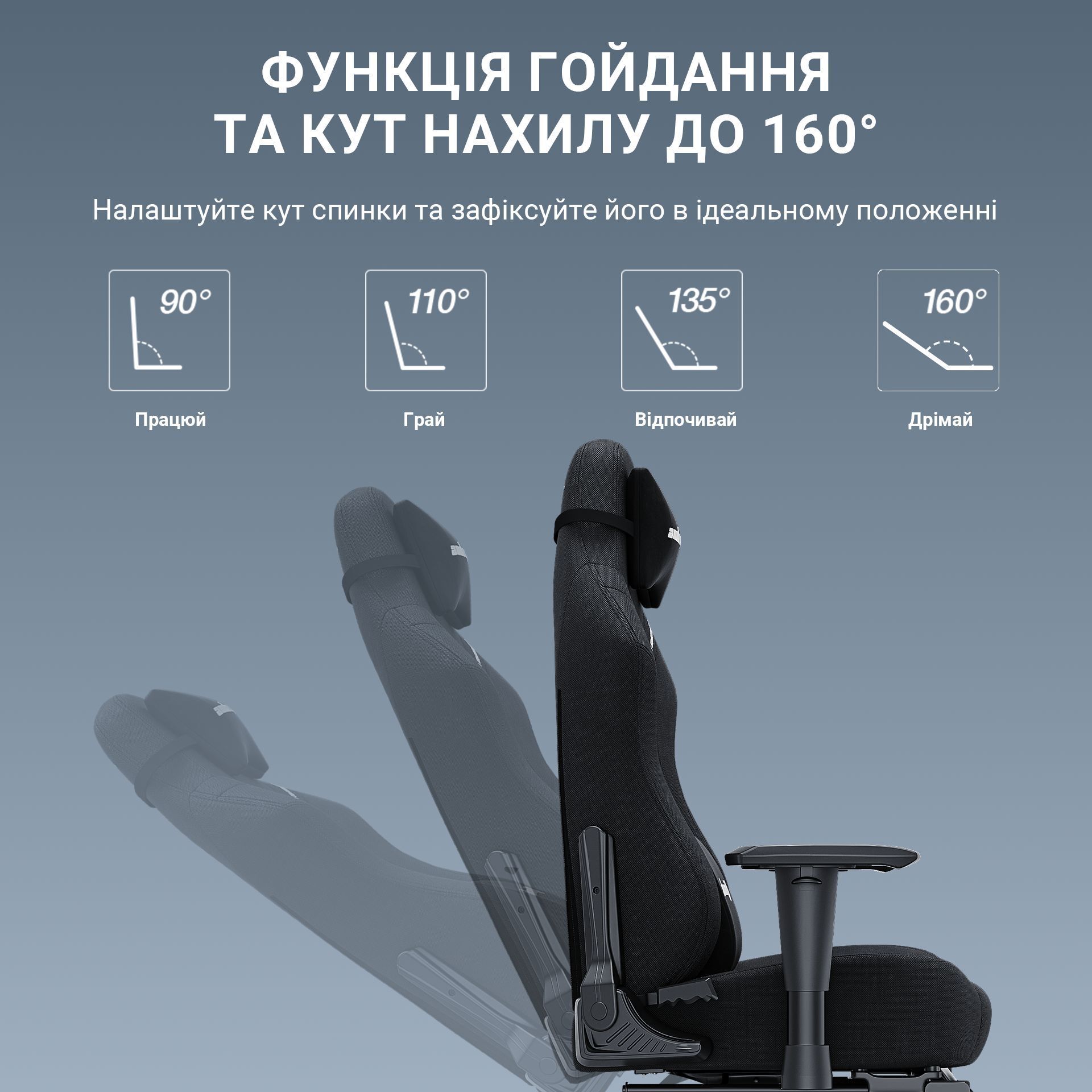 Крісло ігрове Anda Seat Luna Pro Black Fabric Size L фото