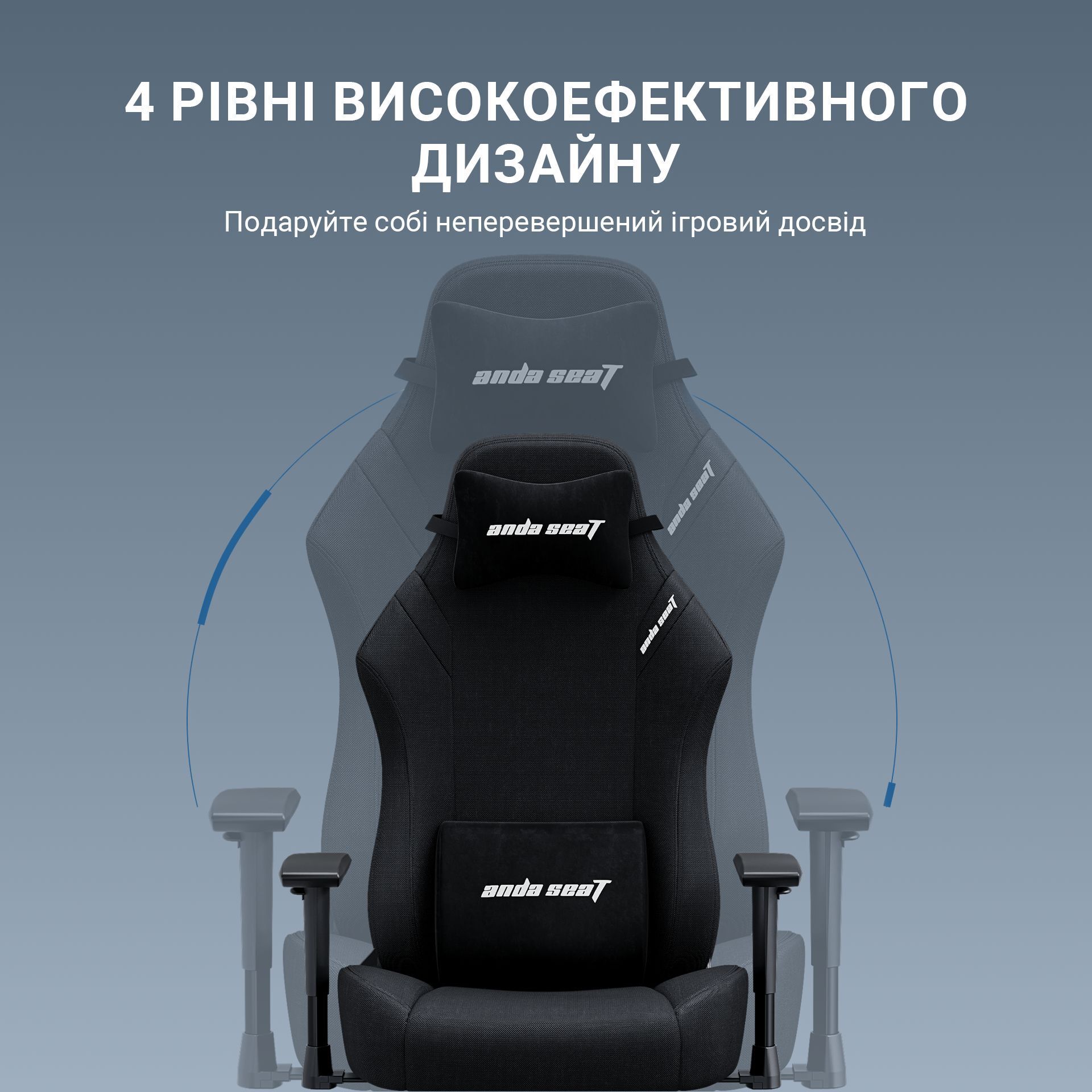 Кресло игровое Anda Seat Luna Pro Dark Gray Fabric Size L фото10