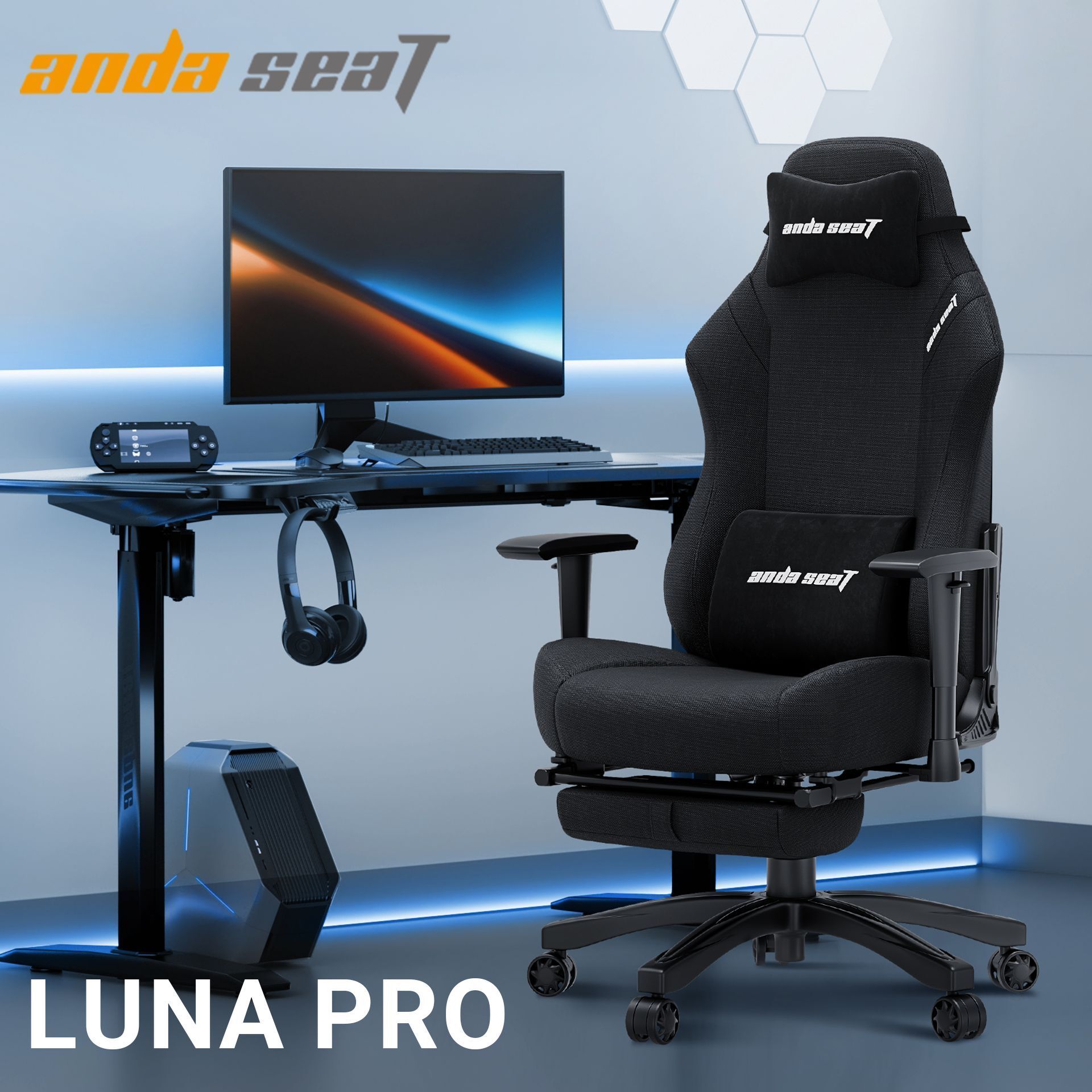 Кресло игровое Anda Seat Luna Pro Dark Gray Fabric Size L фото7