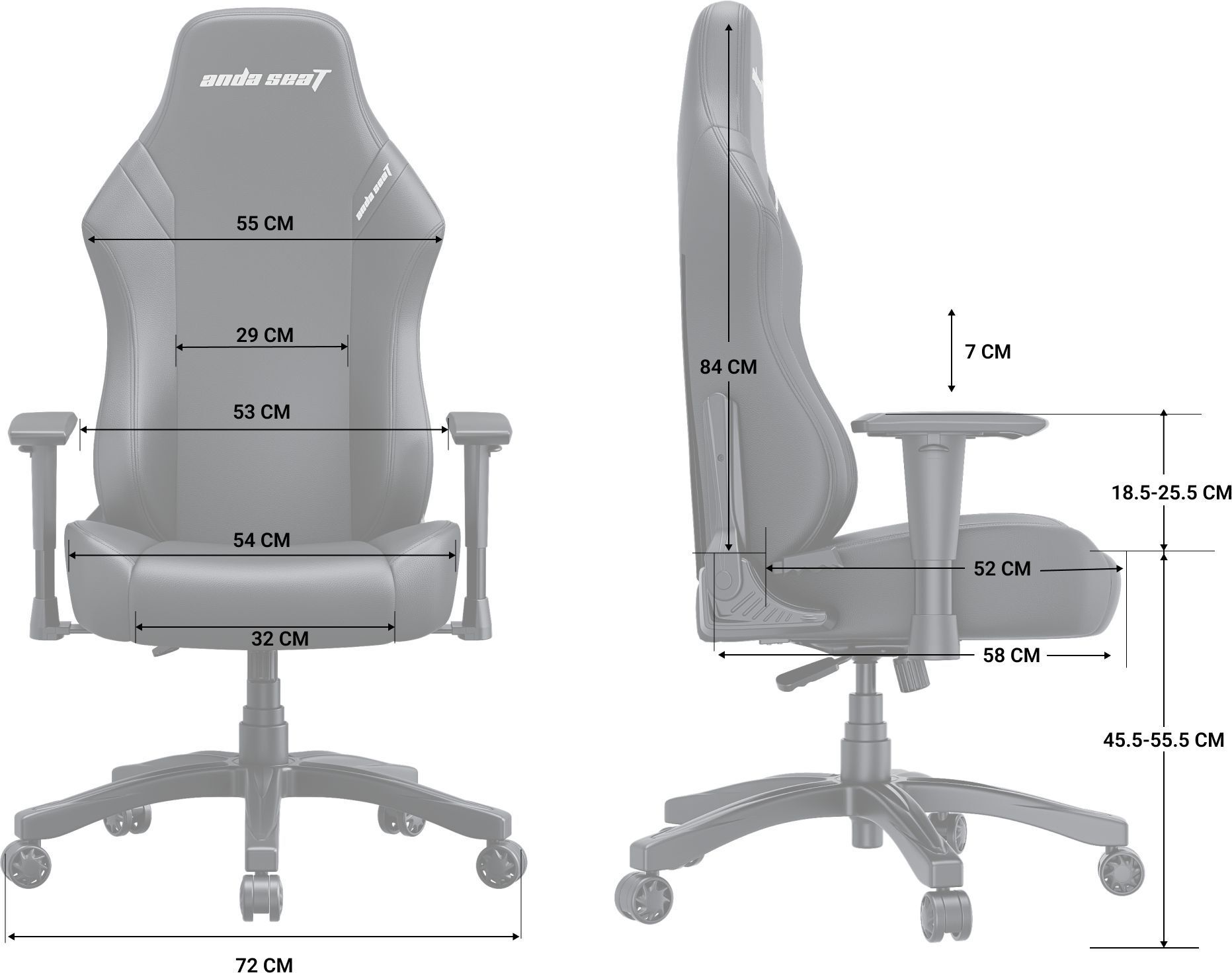 Крісло ігрове Anda Seat Luna Fabric Dark Gray Size L фото