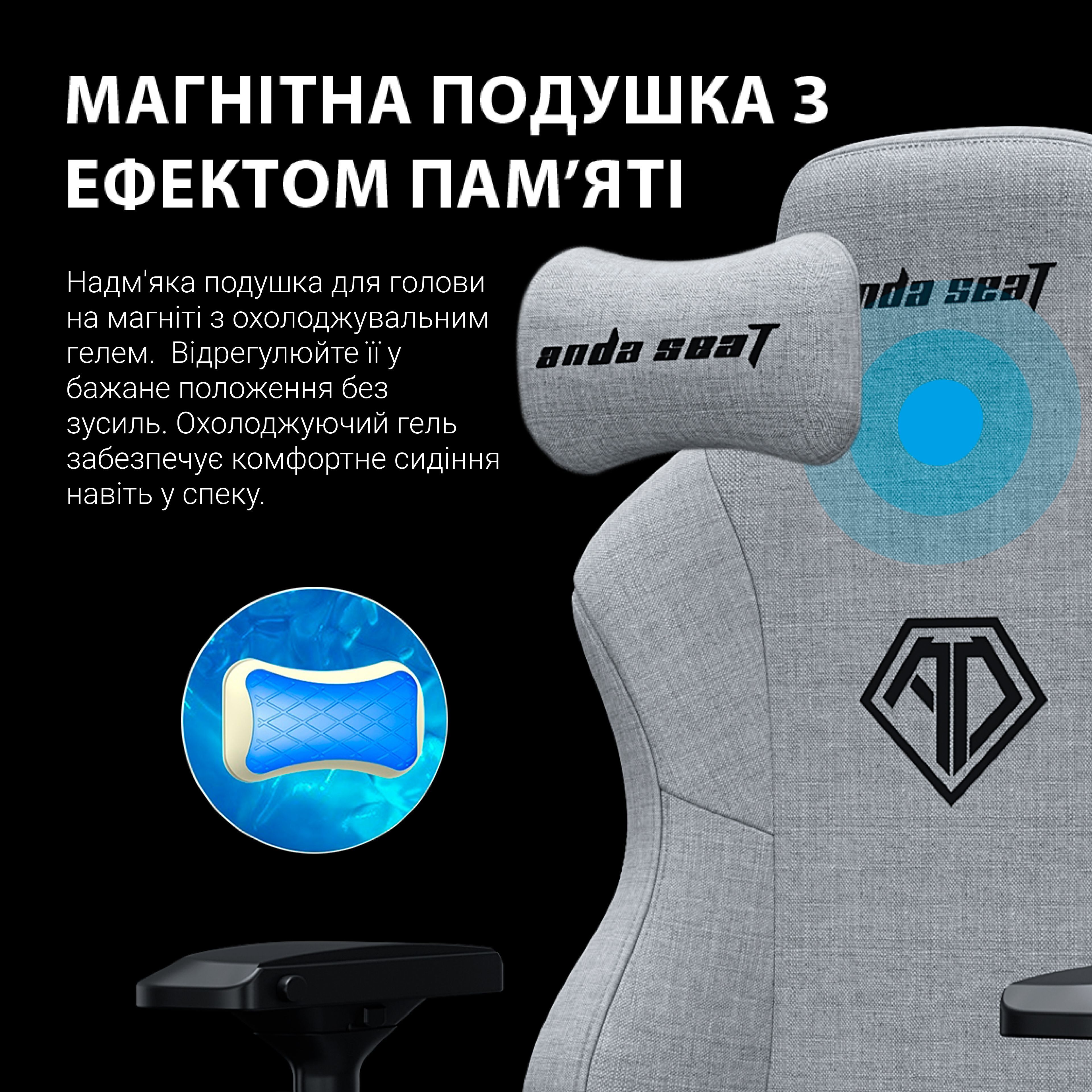 Кресло игровое Anda Seat Phantom 3 Pro Black Fabric Size L фото12