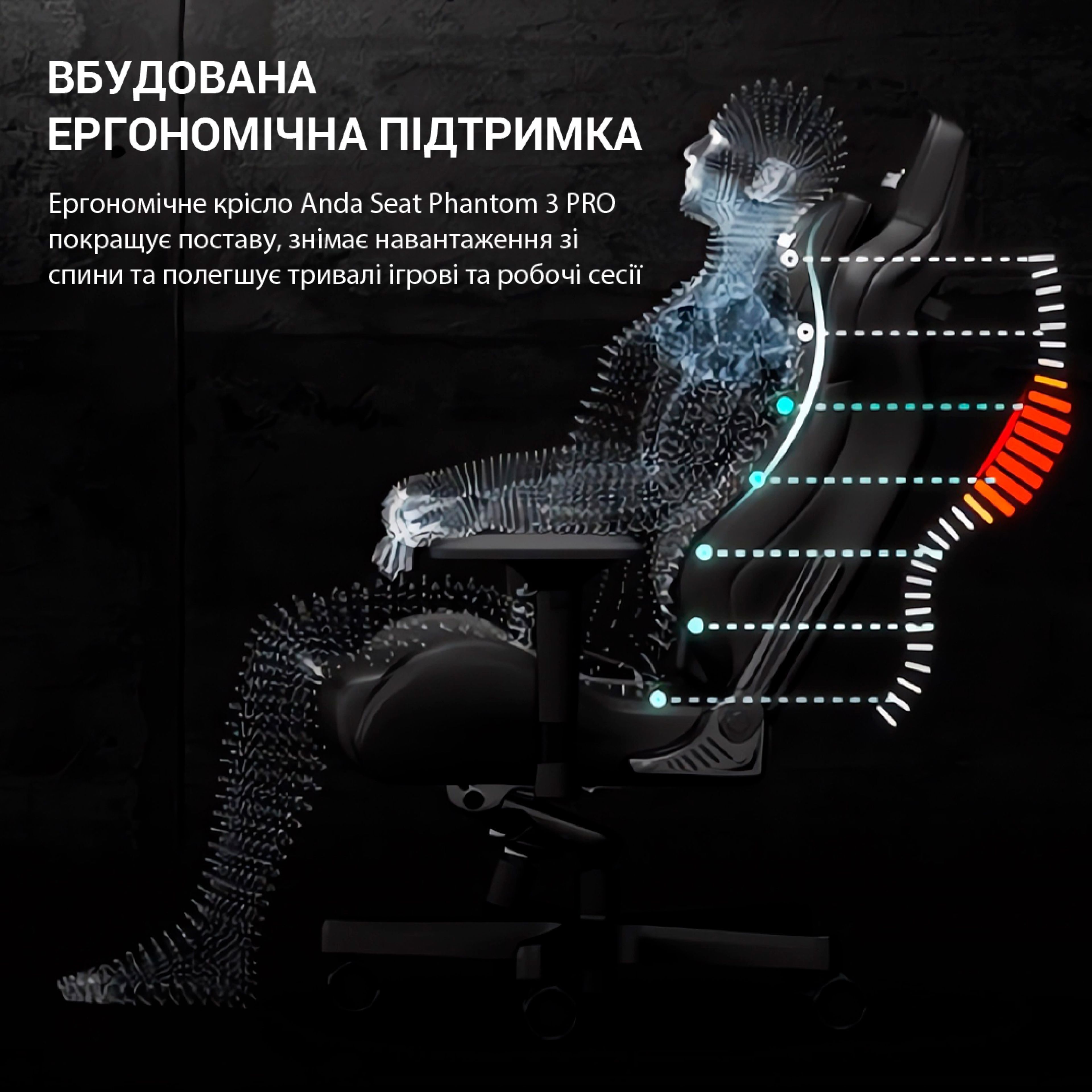 Кресло игровое Anda Seat Phantom 3 Pro Black Fabric Size L фото19