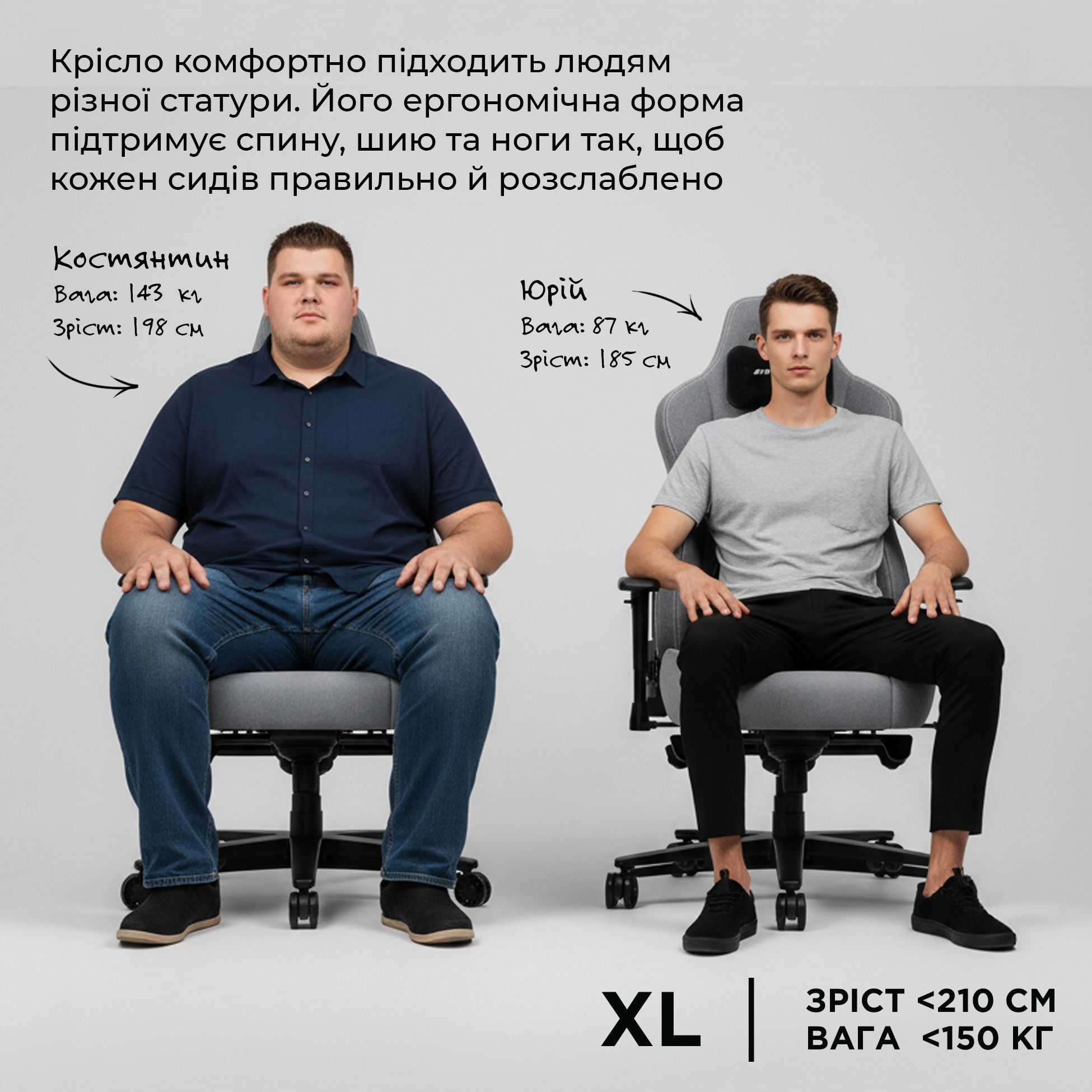 Кресло игровое Anda Seat Novis Plus Fabric Dark Grey Size XL фото20