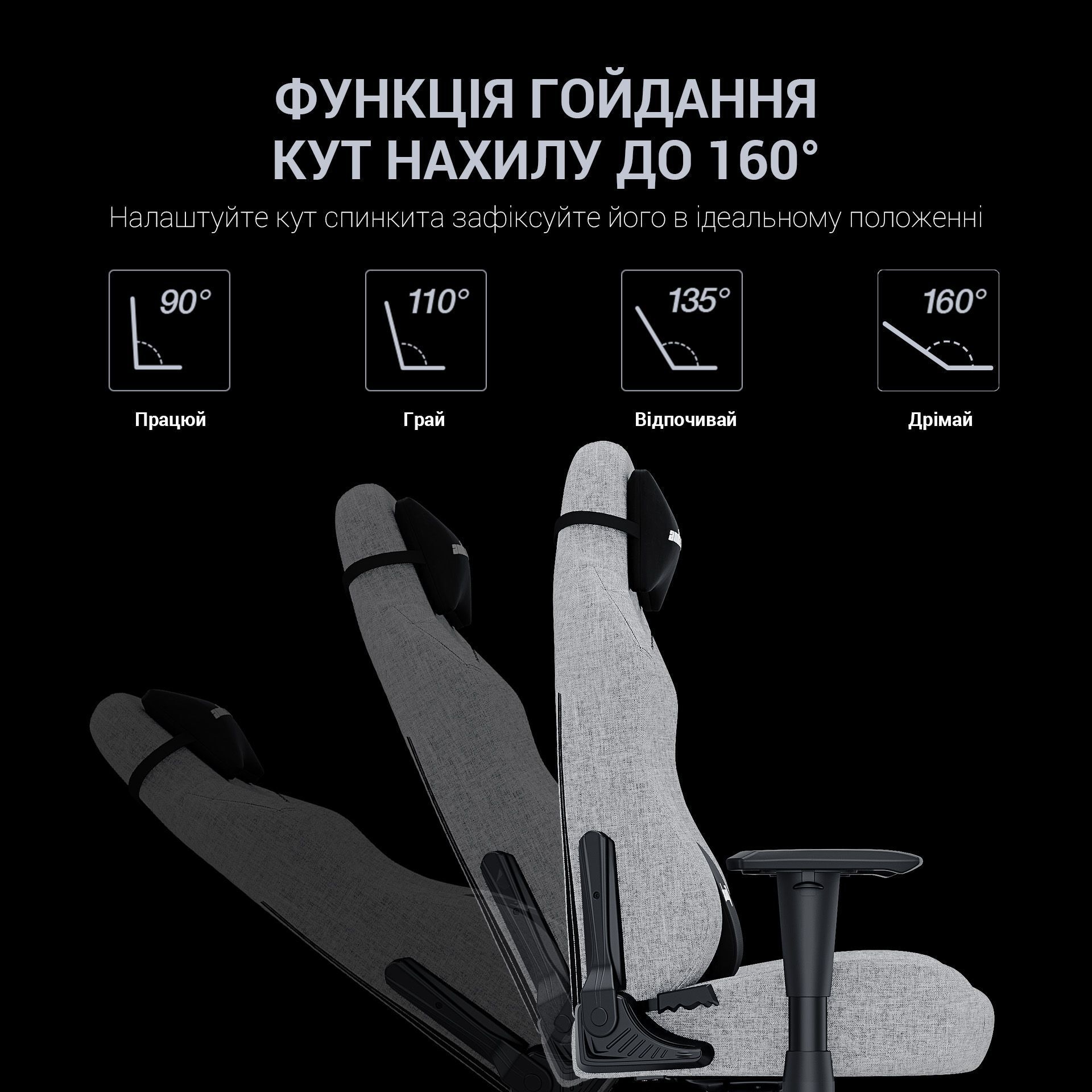 Крісло ігрове Anda Seat Luna Fabric Grey Size L фото16
