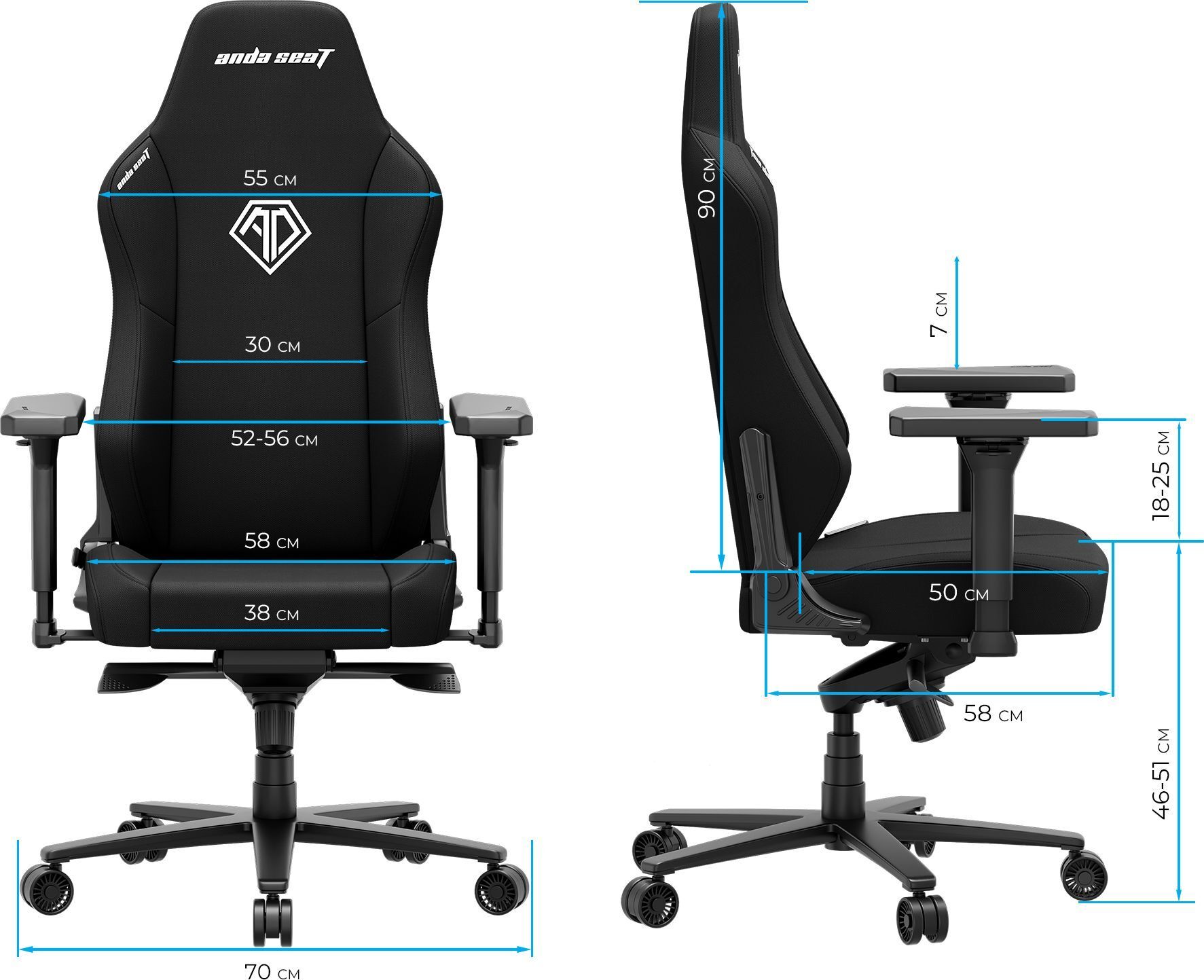 Крісло ігрове Anda Seat Phantom 3 Fabric Gray Size XL фото17