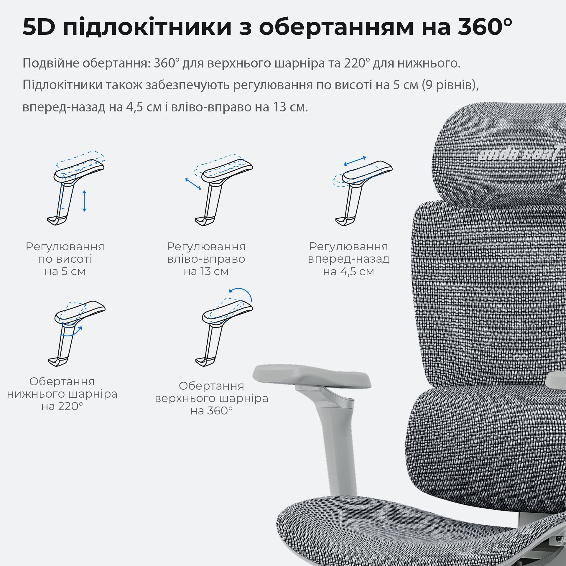 Кресло игровое Anda Seat X-Air Pro Mesh Gray Size XL фото14