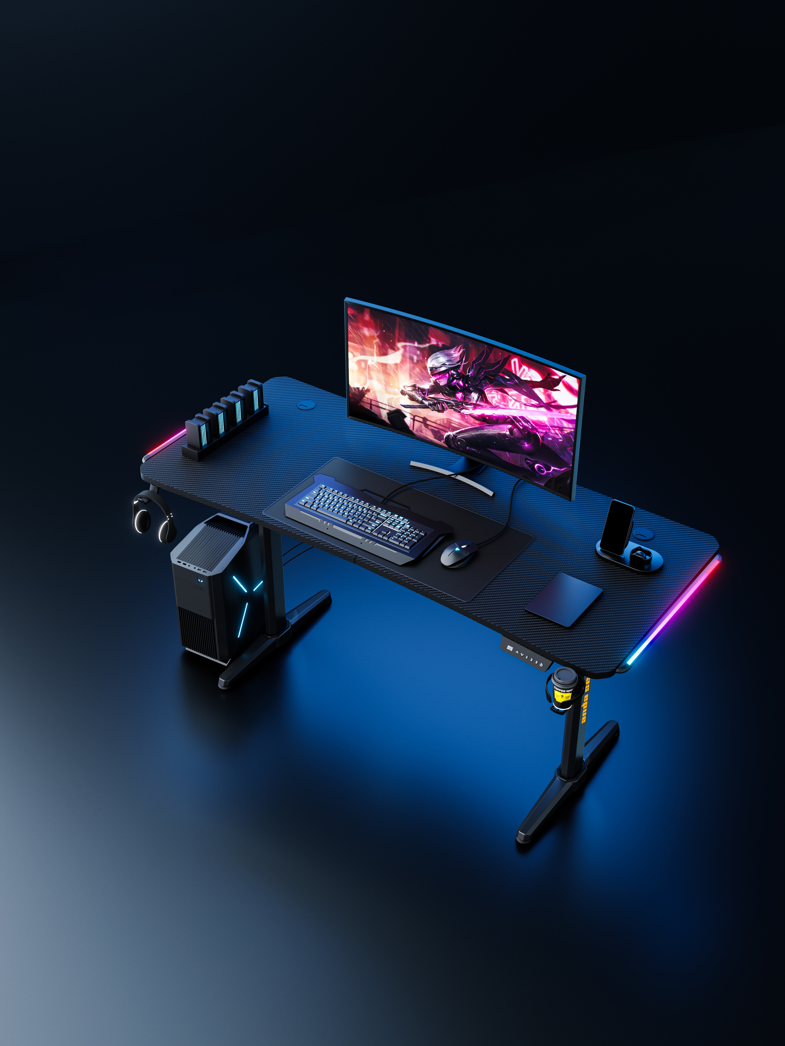Стіл з електричним регулюванням висоти Anda Seat Terminator RGB Black (AD-D-DD1-1600L-01-B) фото5