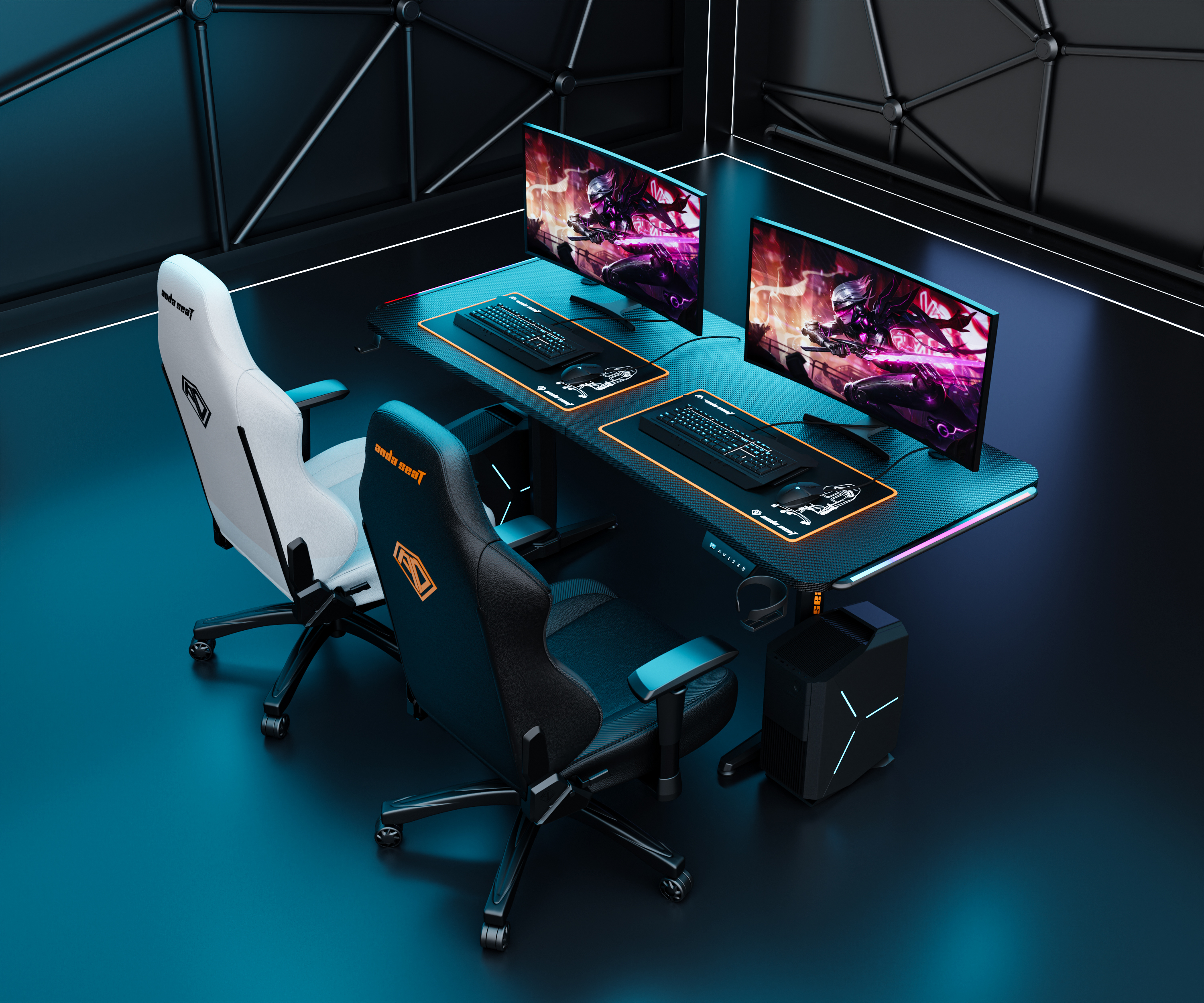 Стіл з електричним регулюванням висоти Anda Seat Terminator RGB Black (AD-D-DD1-1600L-01-B) фото6